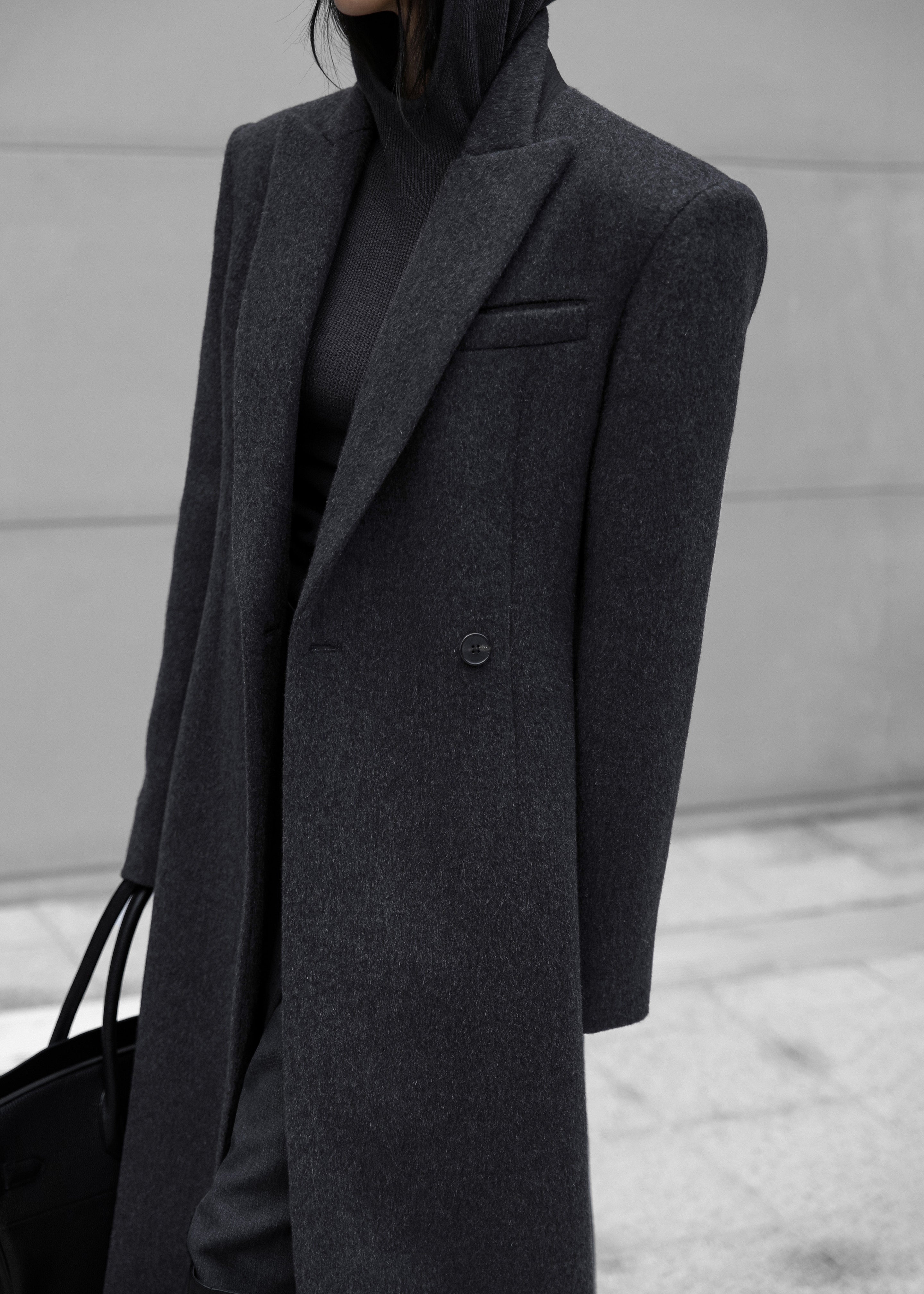 Melva Long Coat - Charcoal - 2