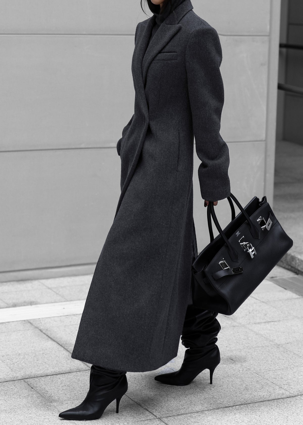 Melva Long Coat - Charcoal - 5