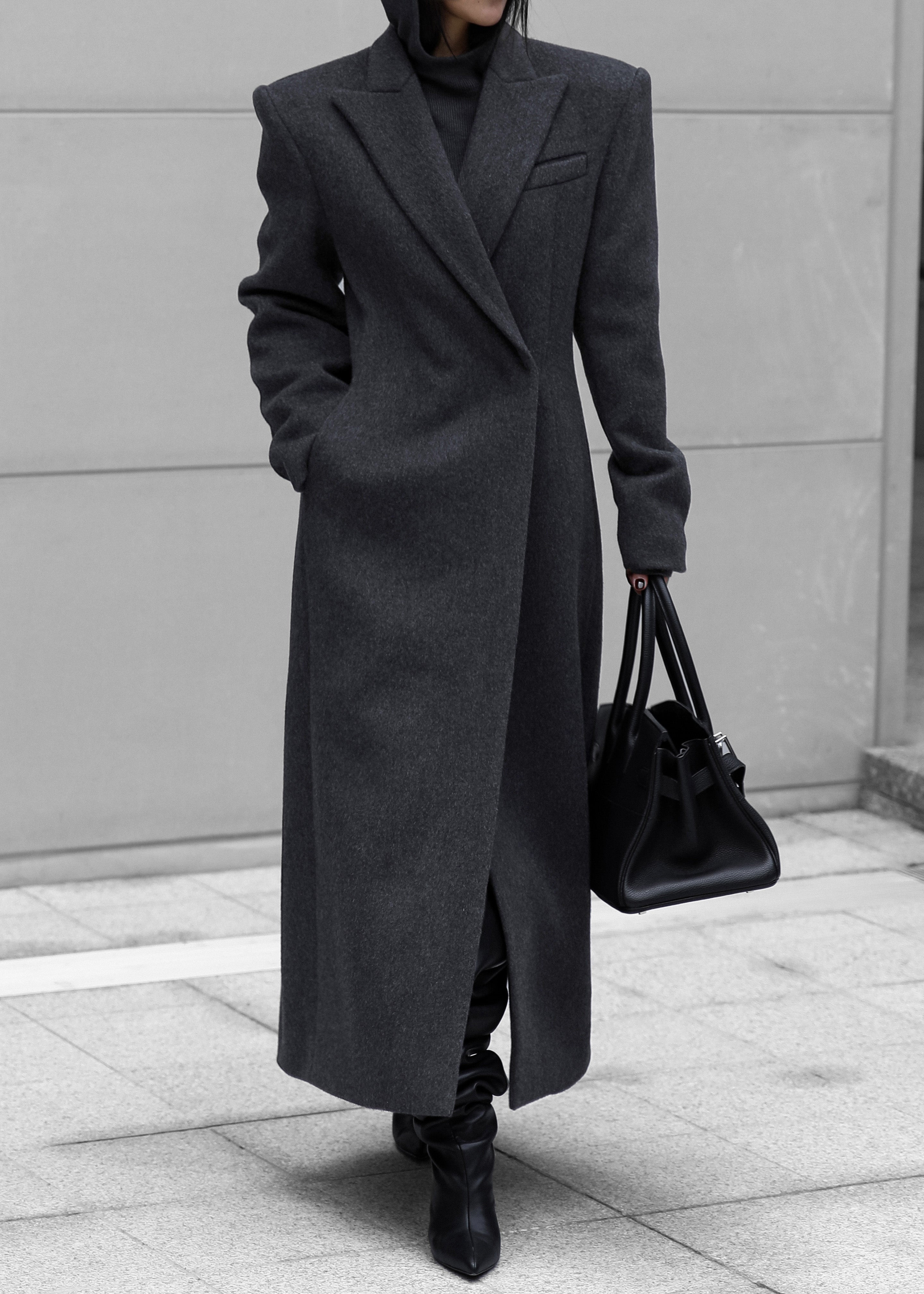 Melva Long Coat - Charcoal - 1