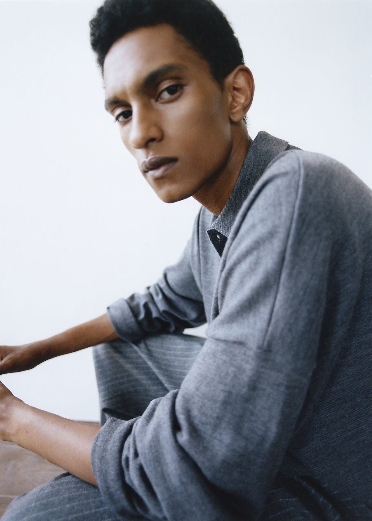 Meriel Wool Polo Sweater - Grey - 14