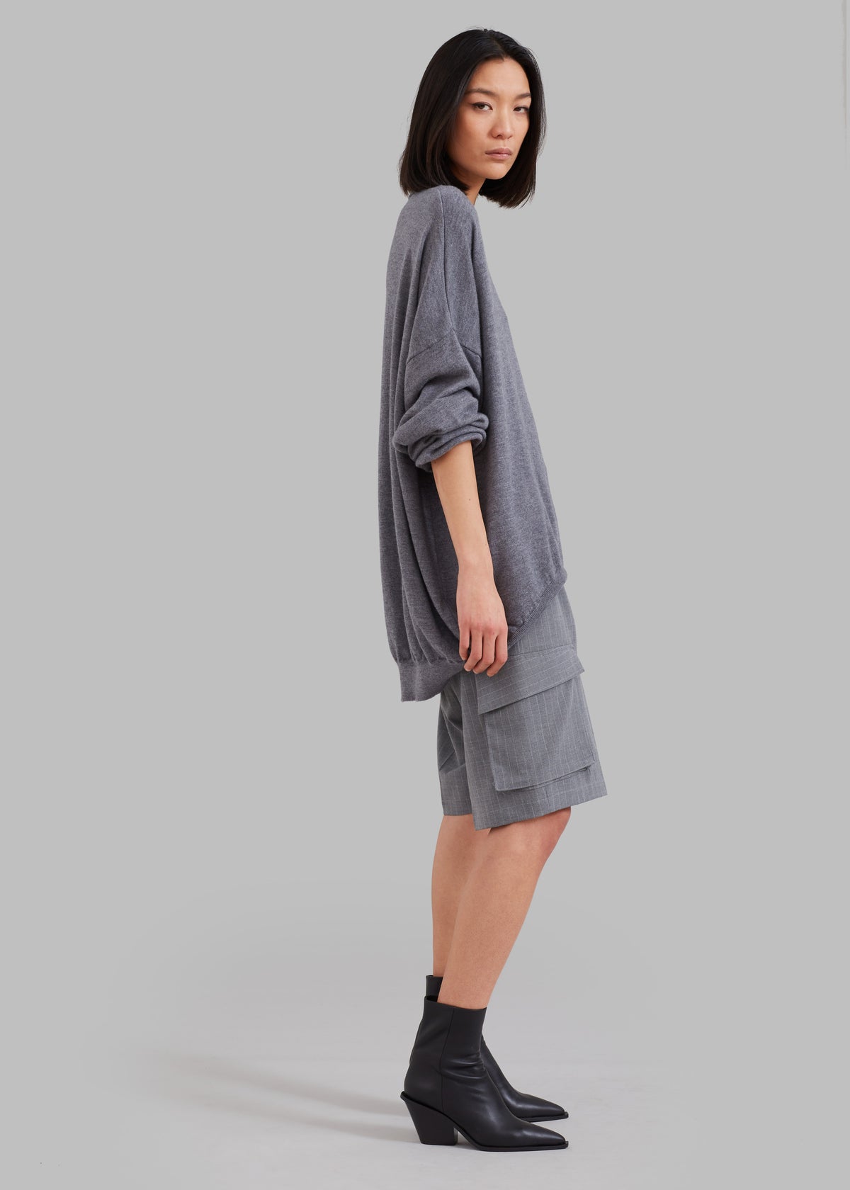 Meriel Wool Polo Sweater - Grey - 7