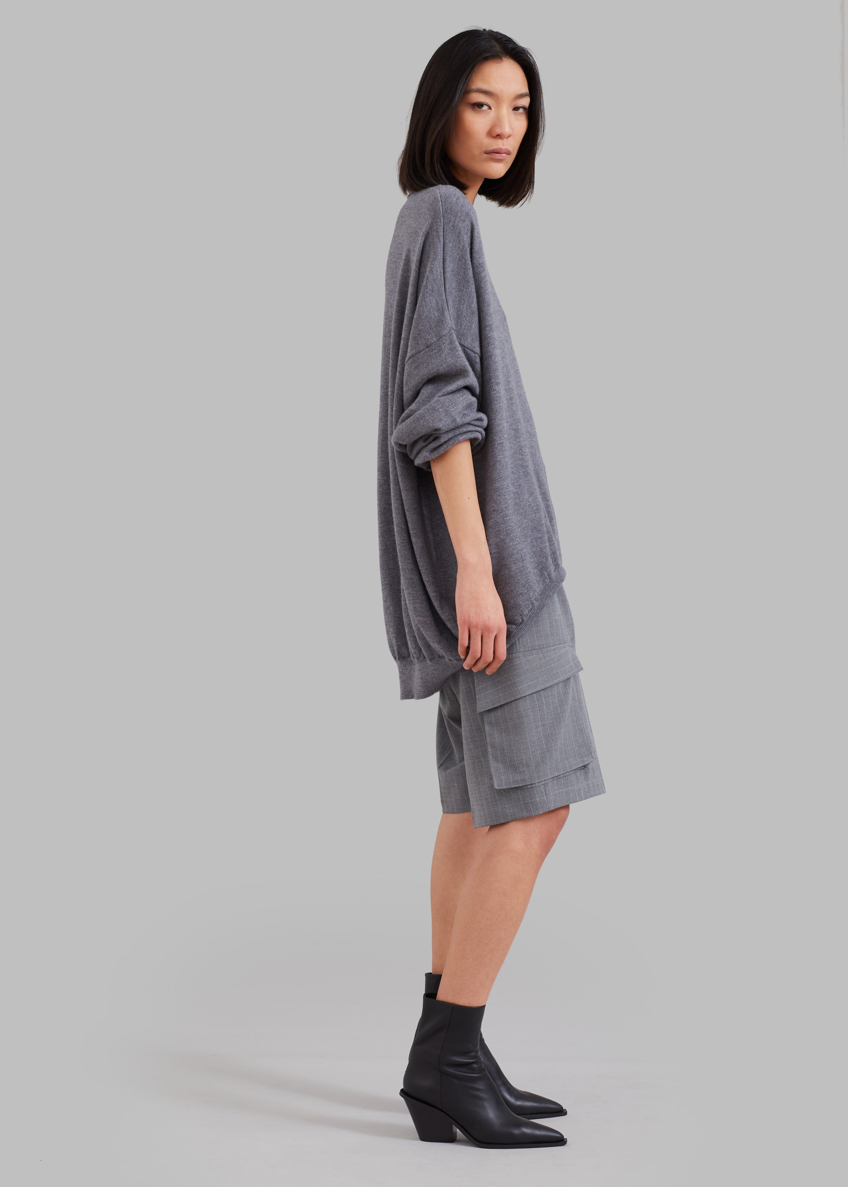 Meriel Wool Polo Sweater - Grey - 7
