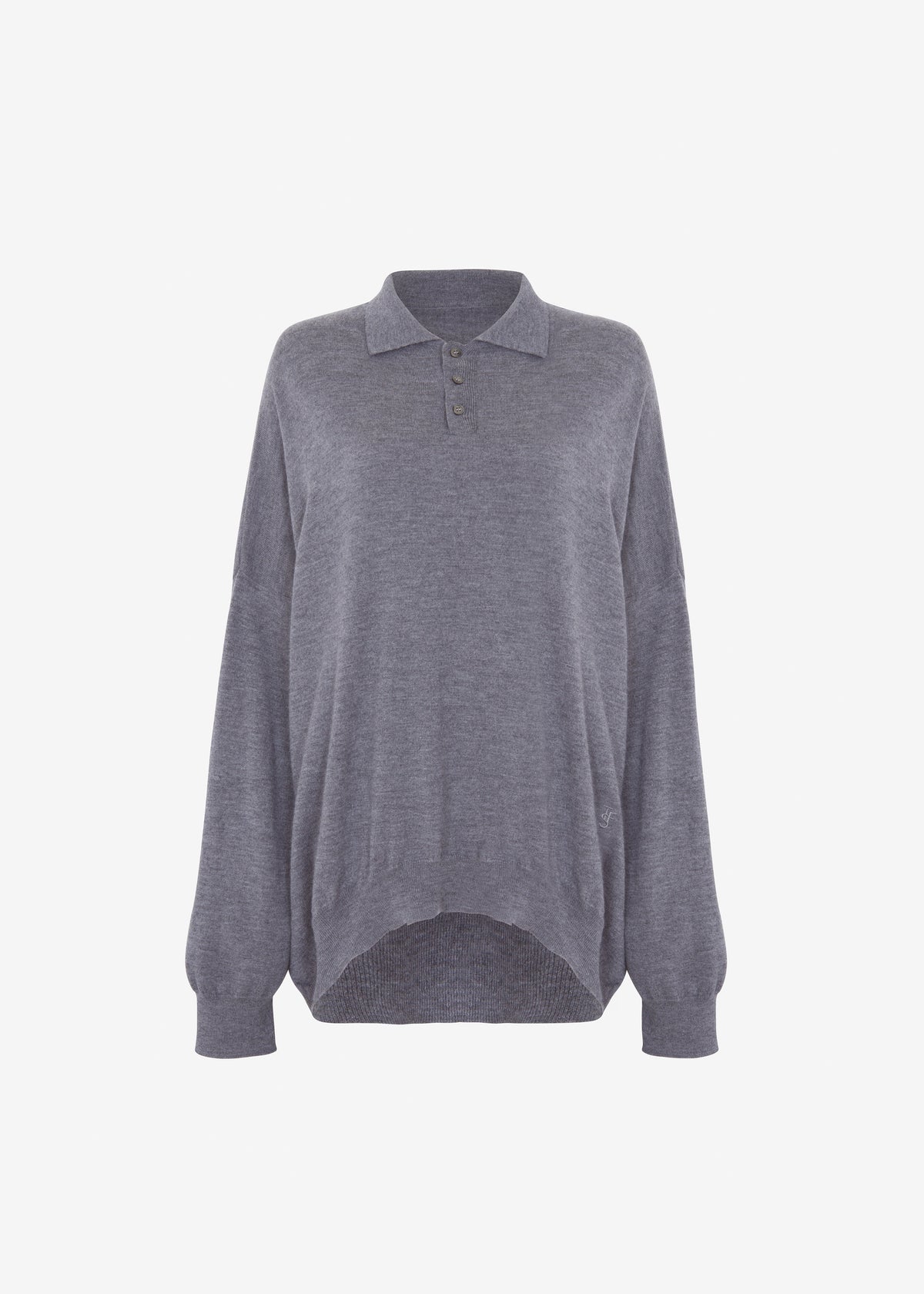 Meriel Wool Polo Sweater - Grey - 16