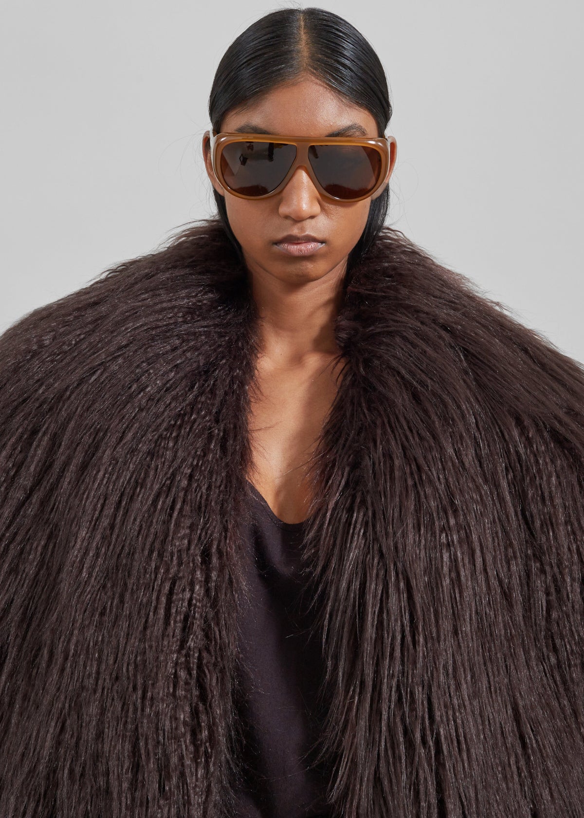 Miley Faux Fur Jacket - Brown - 3