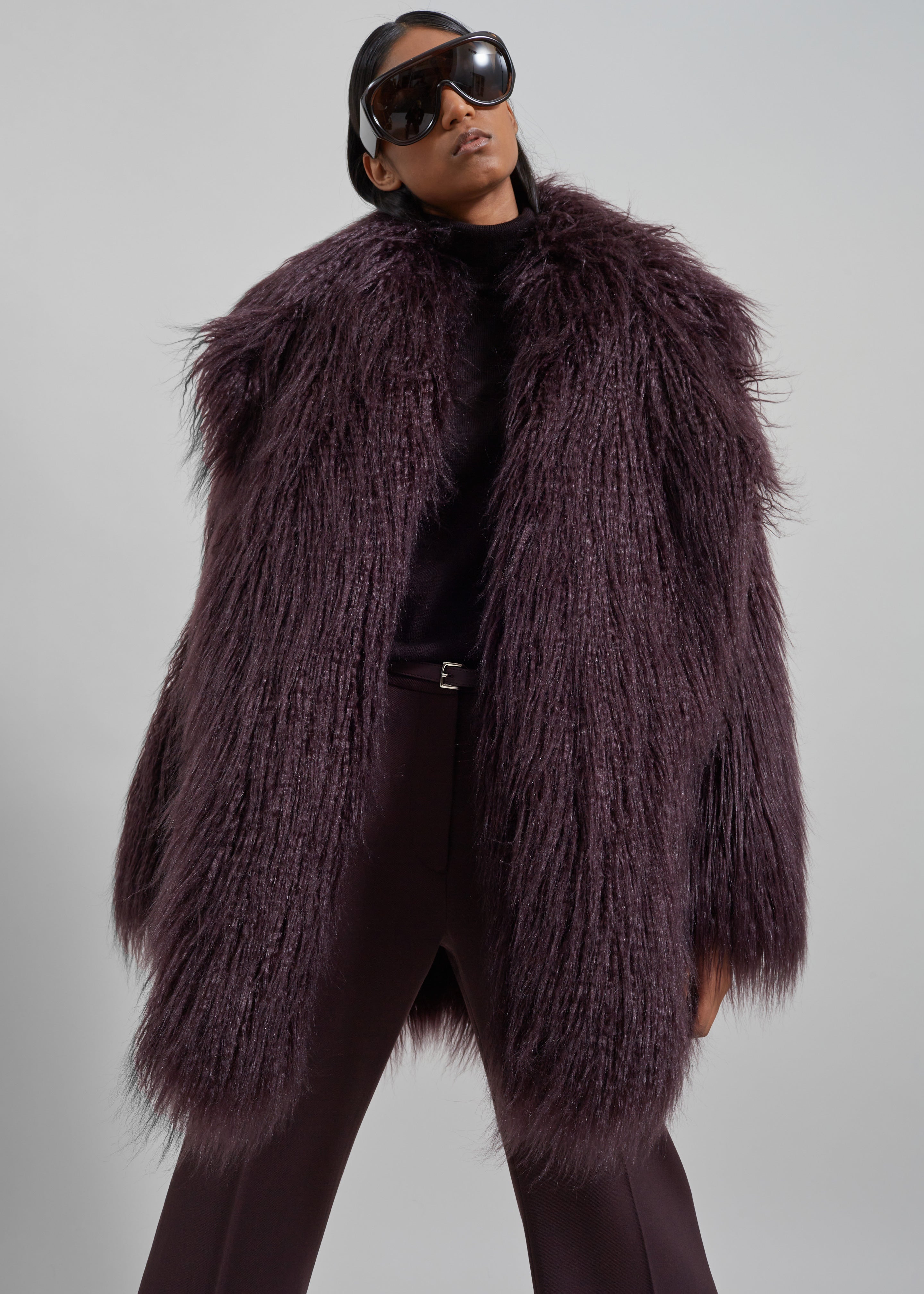 Miley Faux Fur Jacket Dark Plum