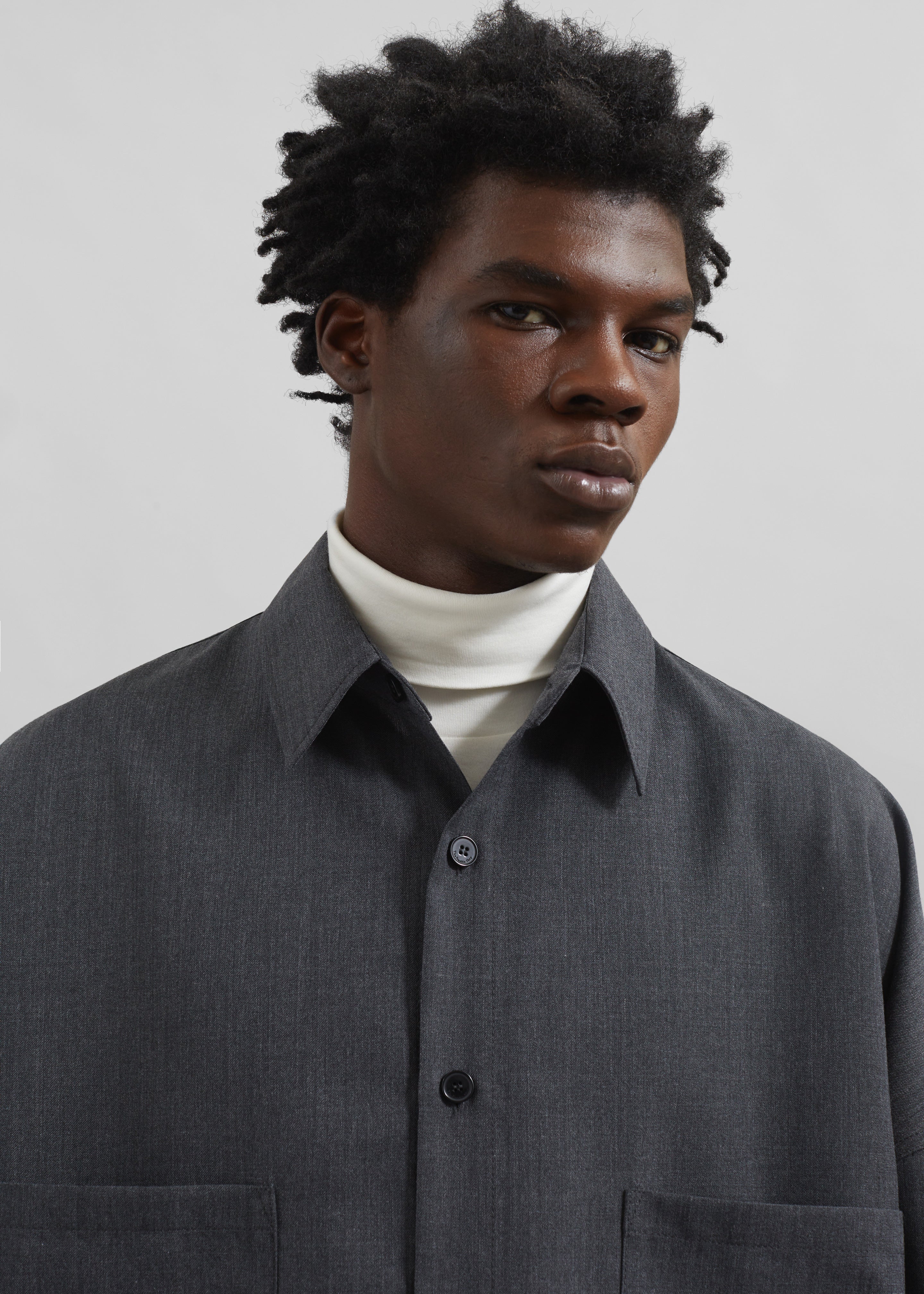 Milton Wool Blend Shirt - Dark Grey - 2