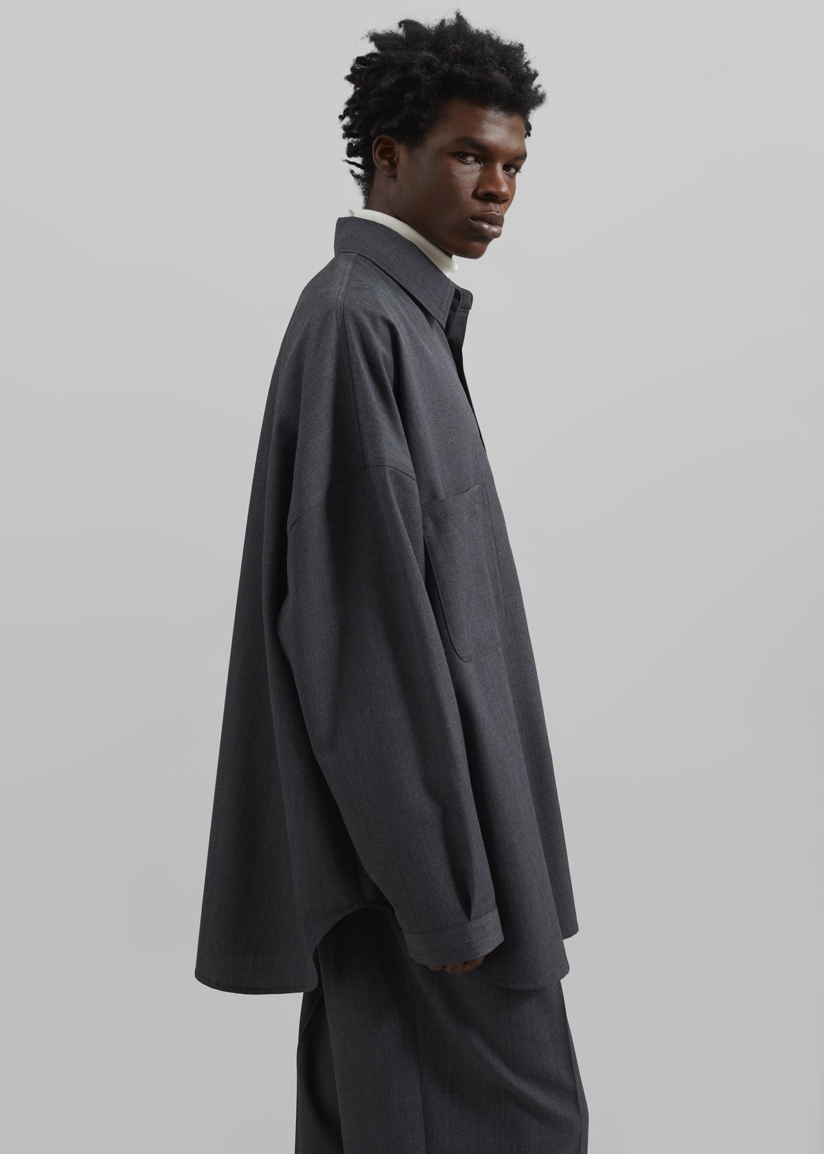 Milton Wool Blend Shirt - Dark Grey - 5