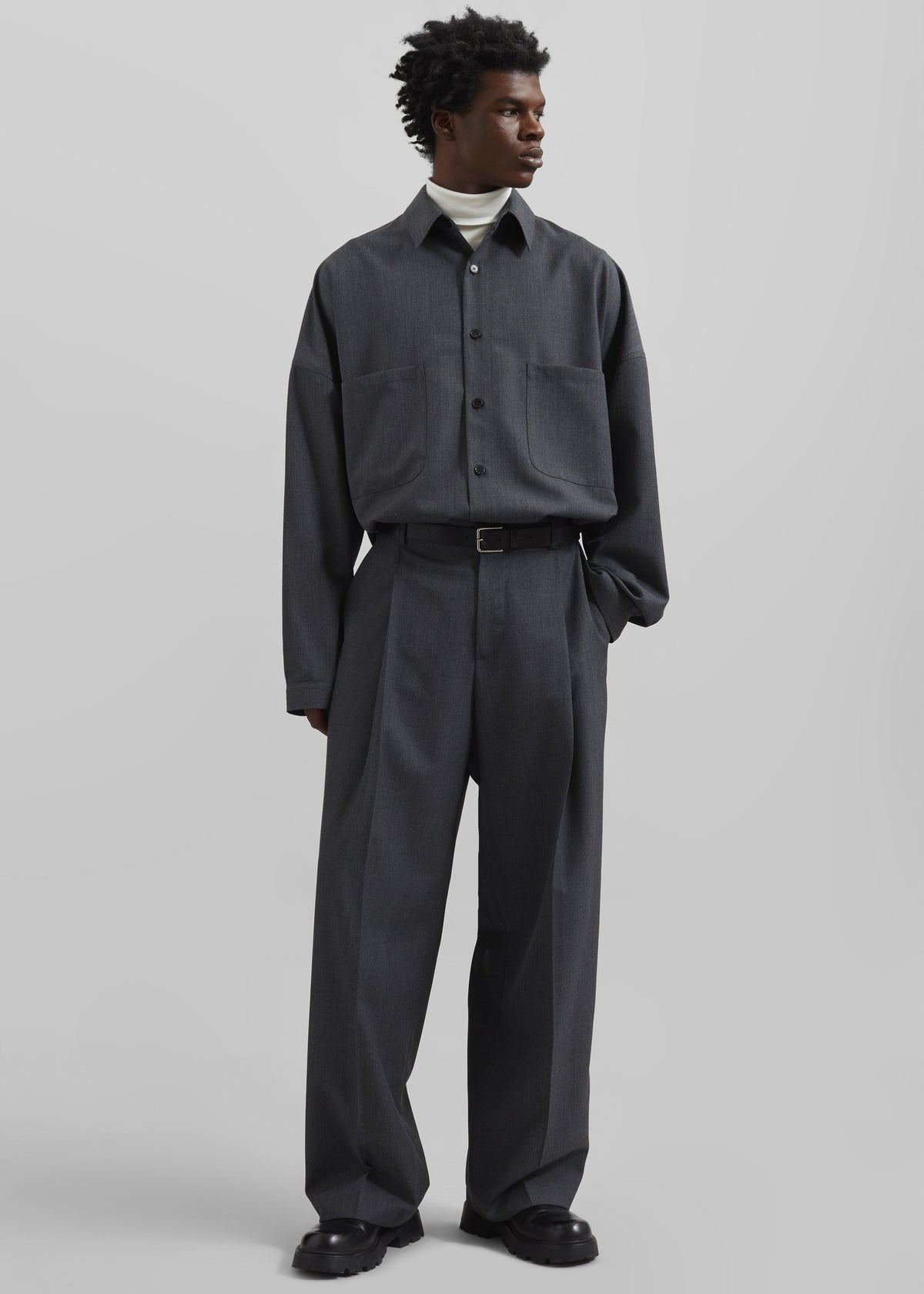 Milton Wool Blend Shirt - Dark Grey - 6