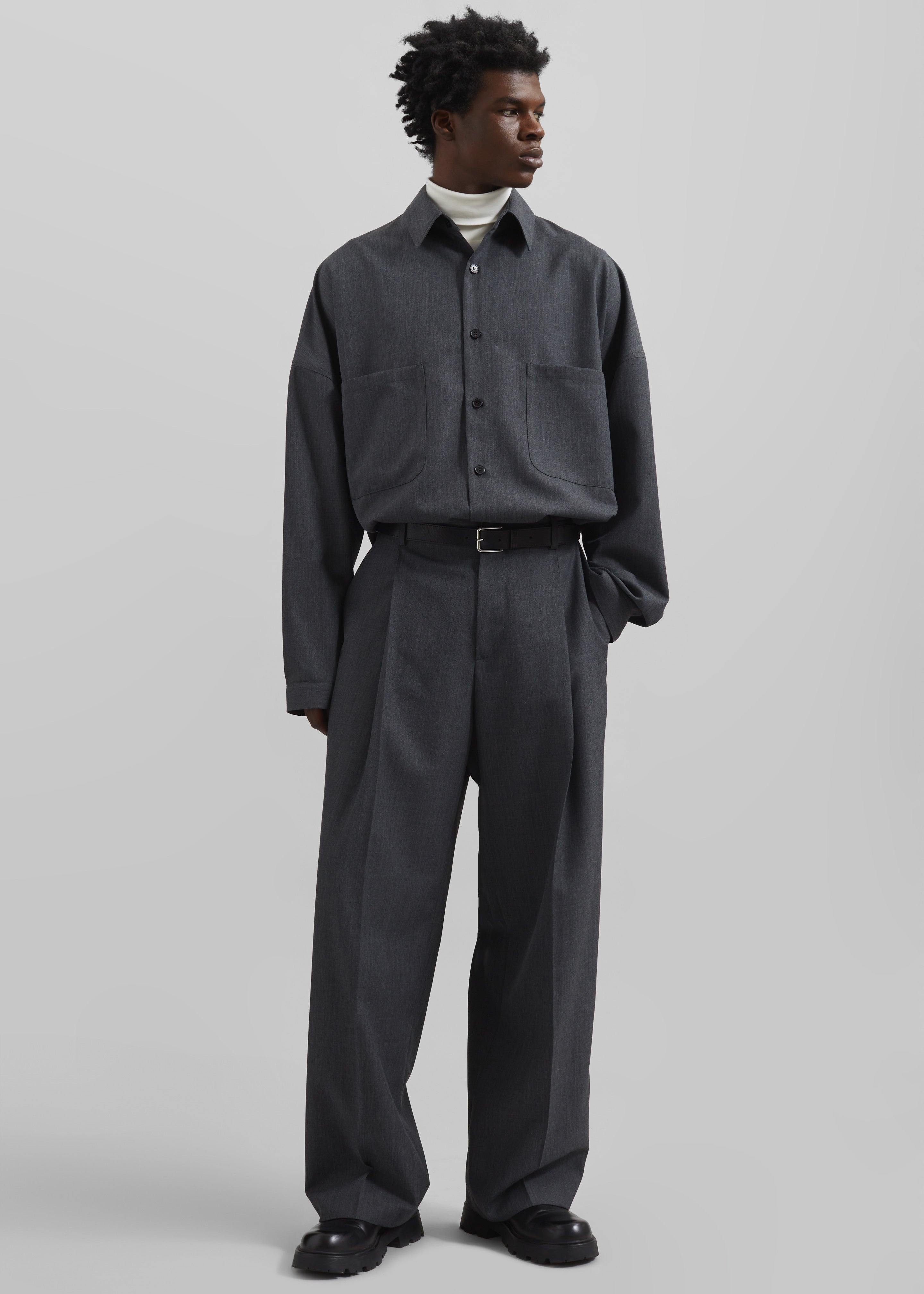Milton Wool Blend Shirt - Dark Grey - 6