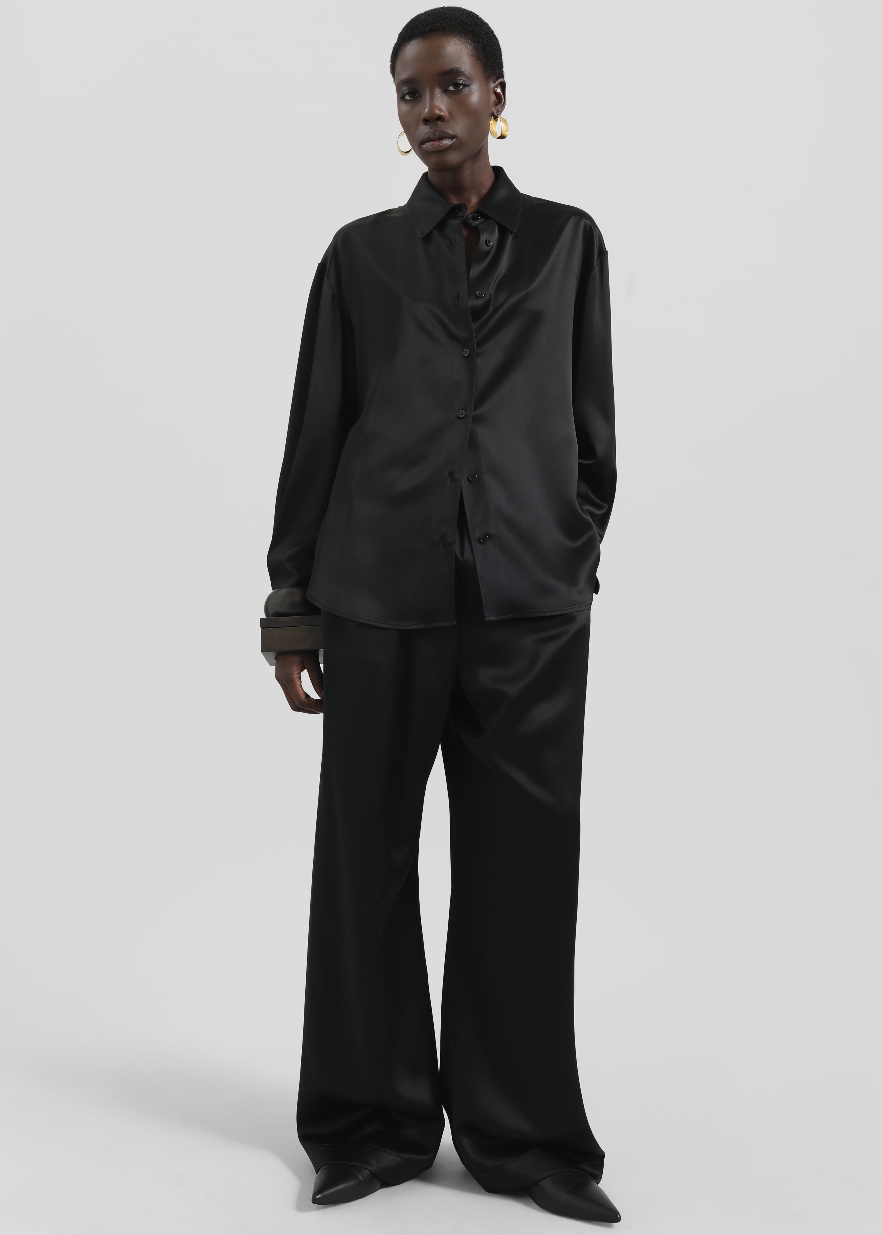Mirca Satin Elastic Pants - Black - 2