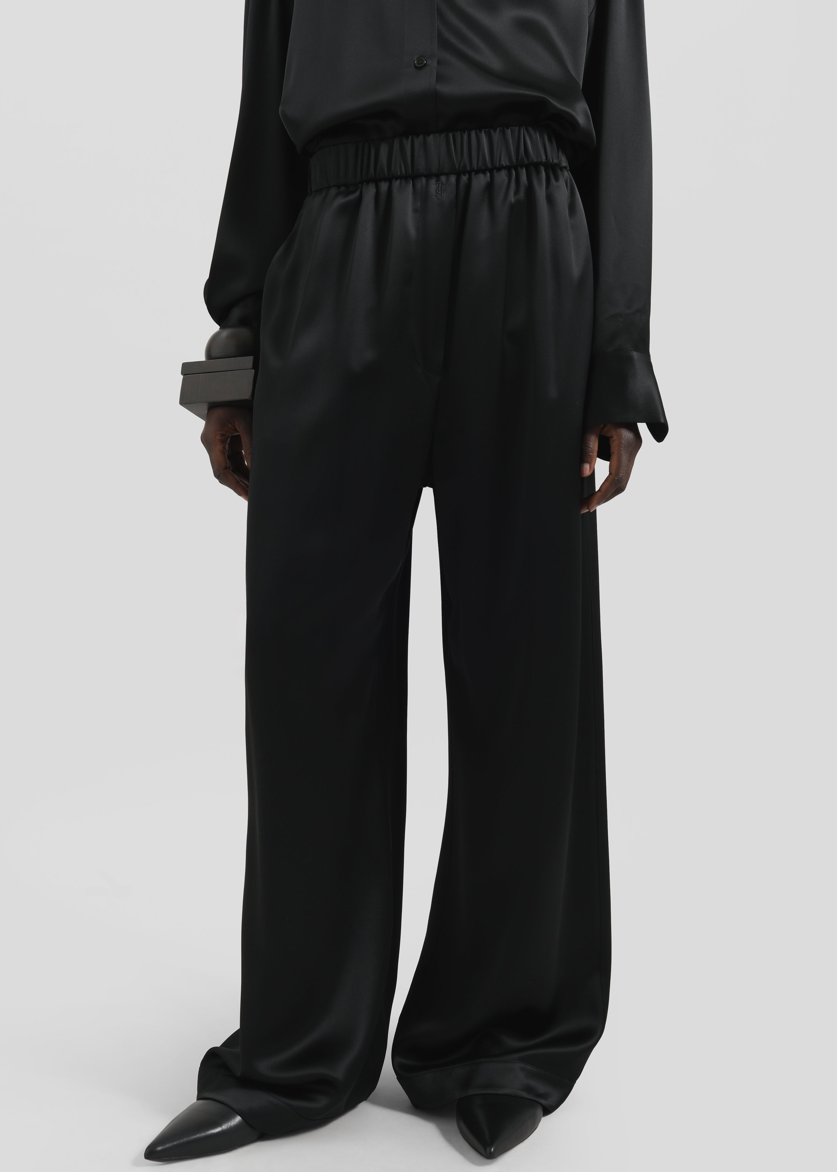 Mirca Satin Elastic Pants - Black - 4