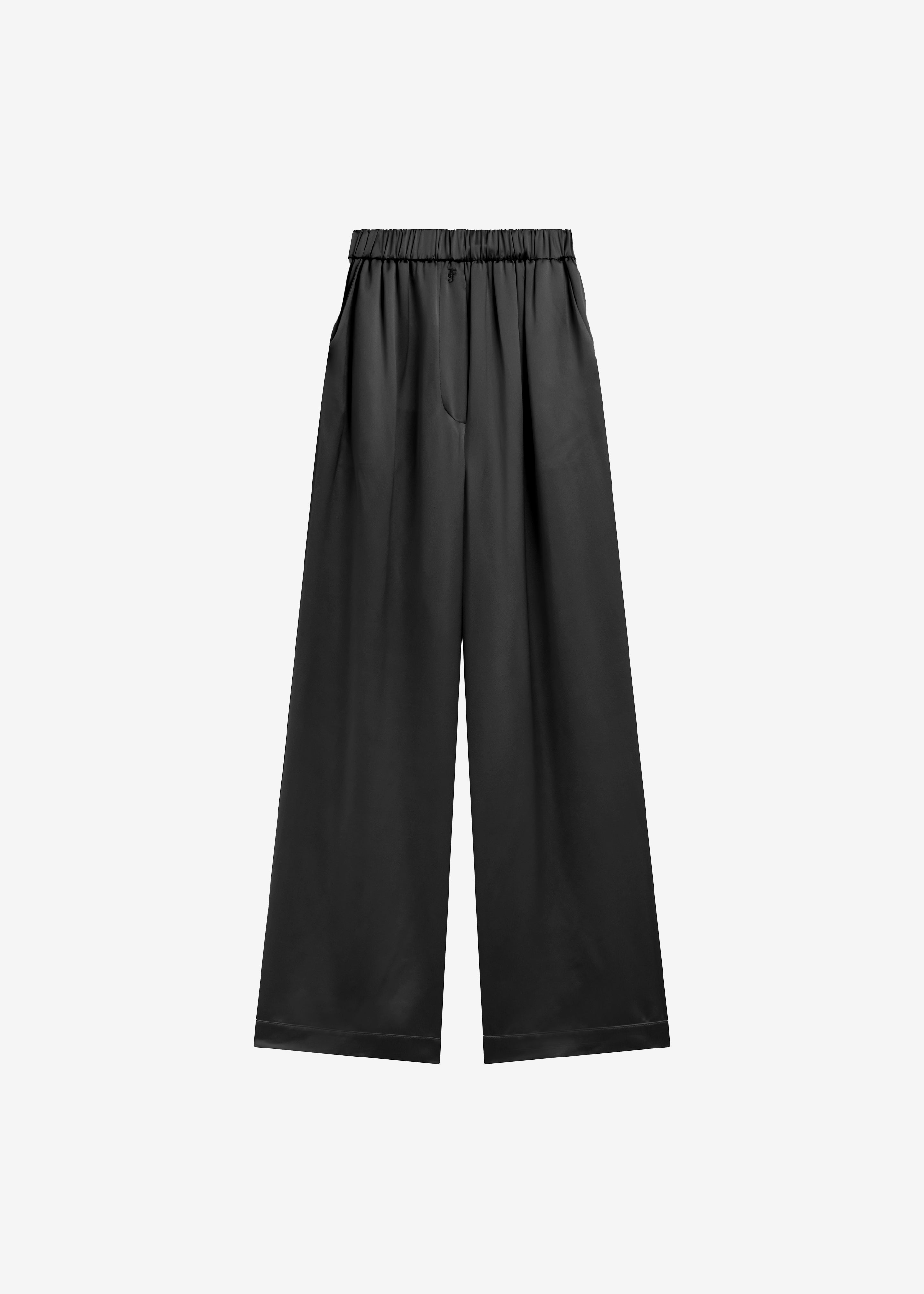 Mirca Satin Elastic Pants - Black - 7
