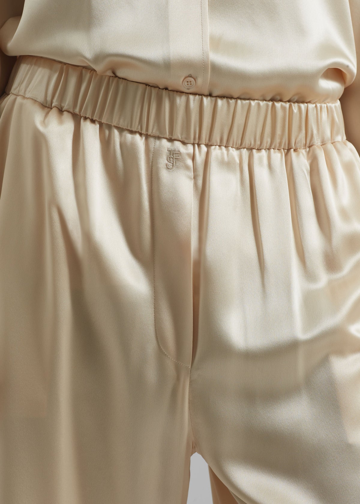 Mirca Satin Elastic Pants - Champagne - 3