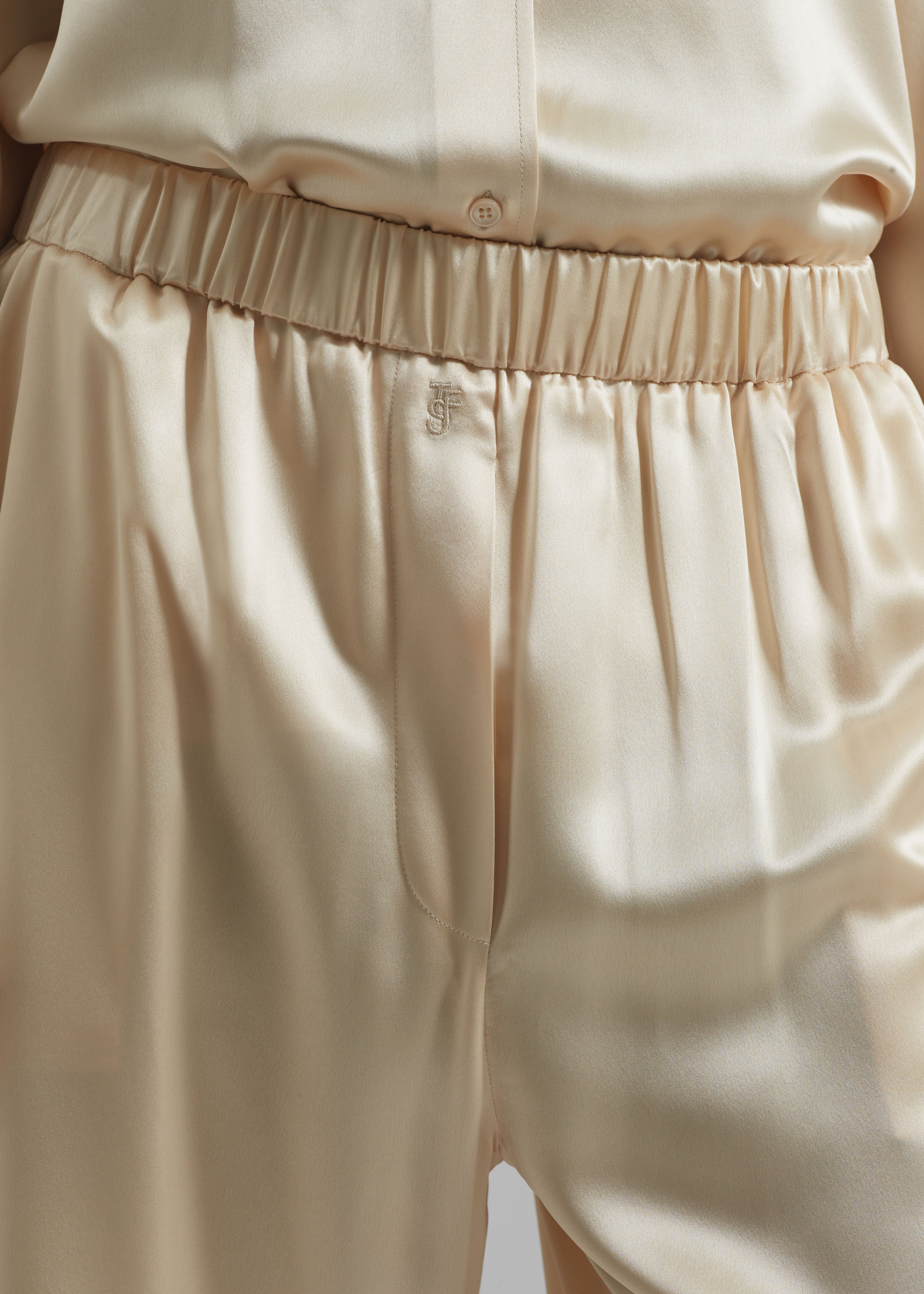 Mirca Satin Elastic Pants - Champagne - 3