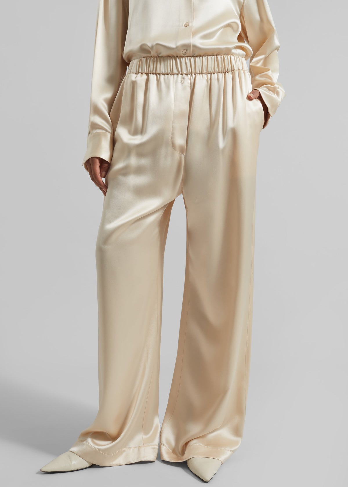 Mirca Satin Elastic Pants - Champagne - 6
