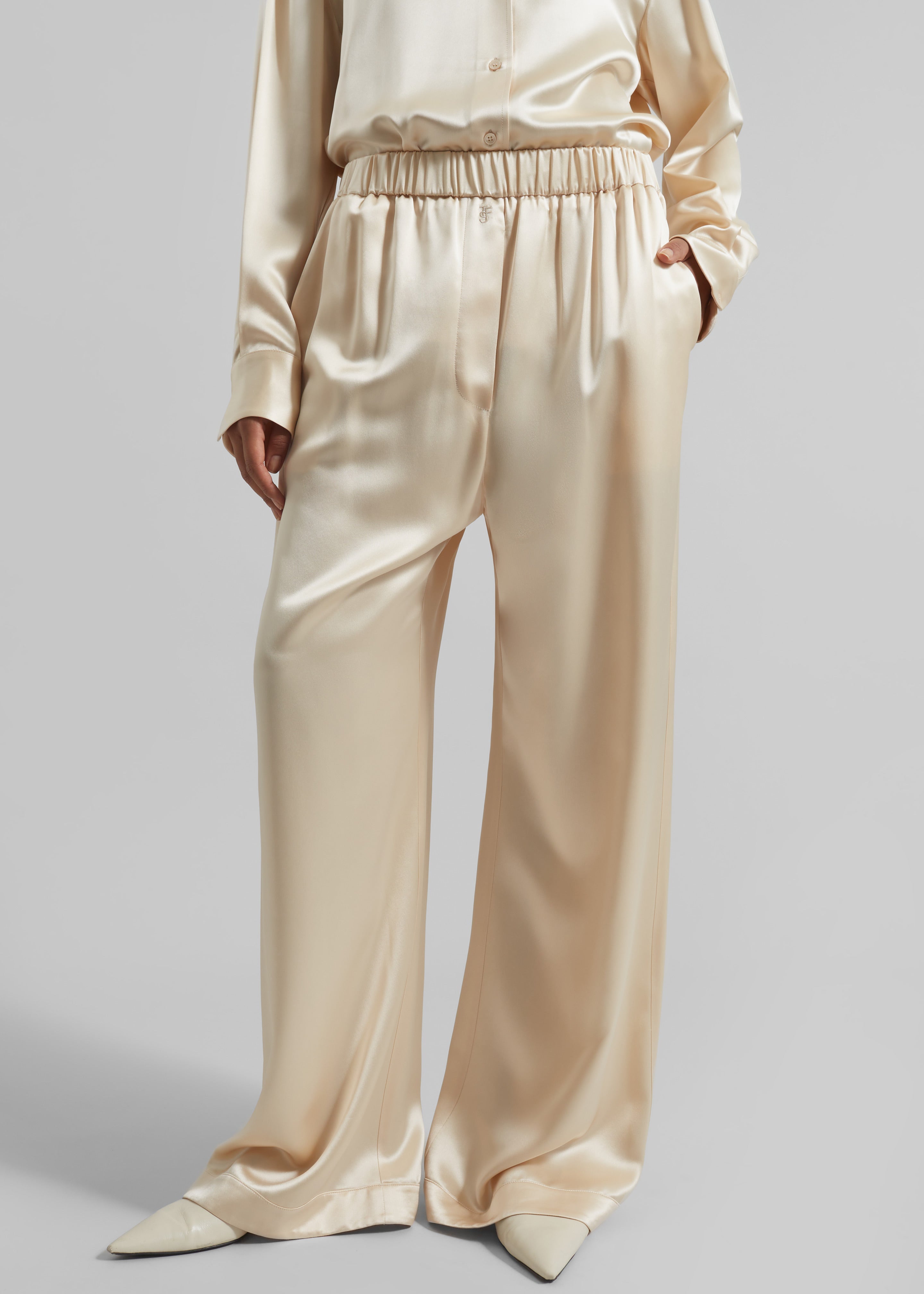 Mirca Satin Elastic Pants - Champagne - 6