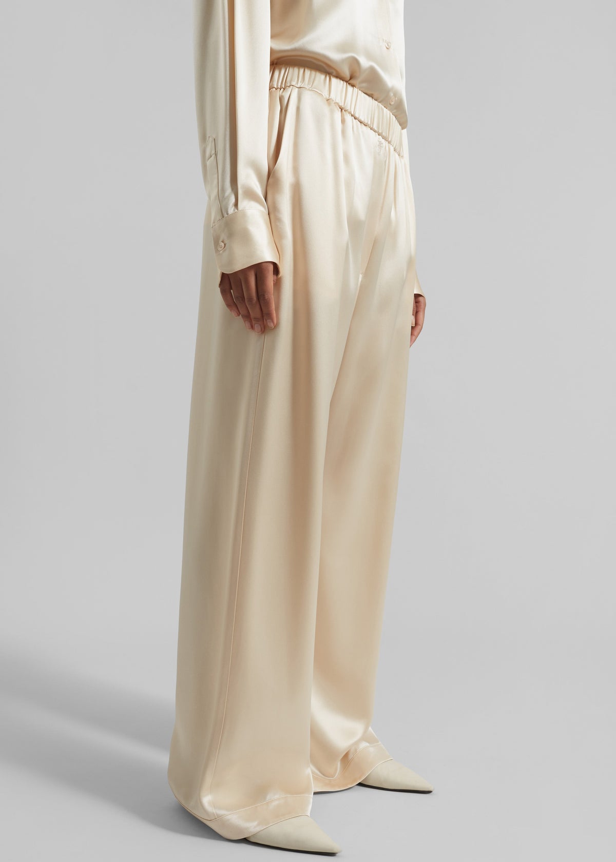 Mirca Satin Elastic Pants - Champagne - 4