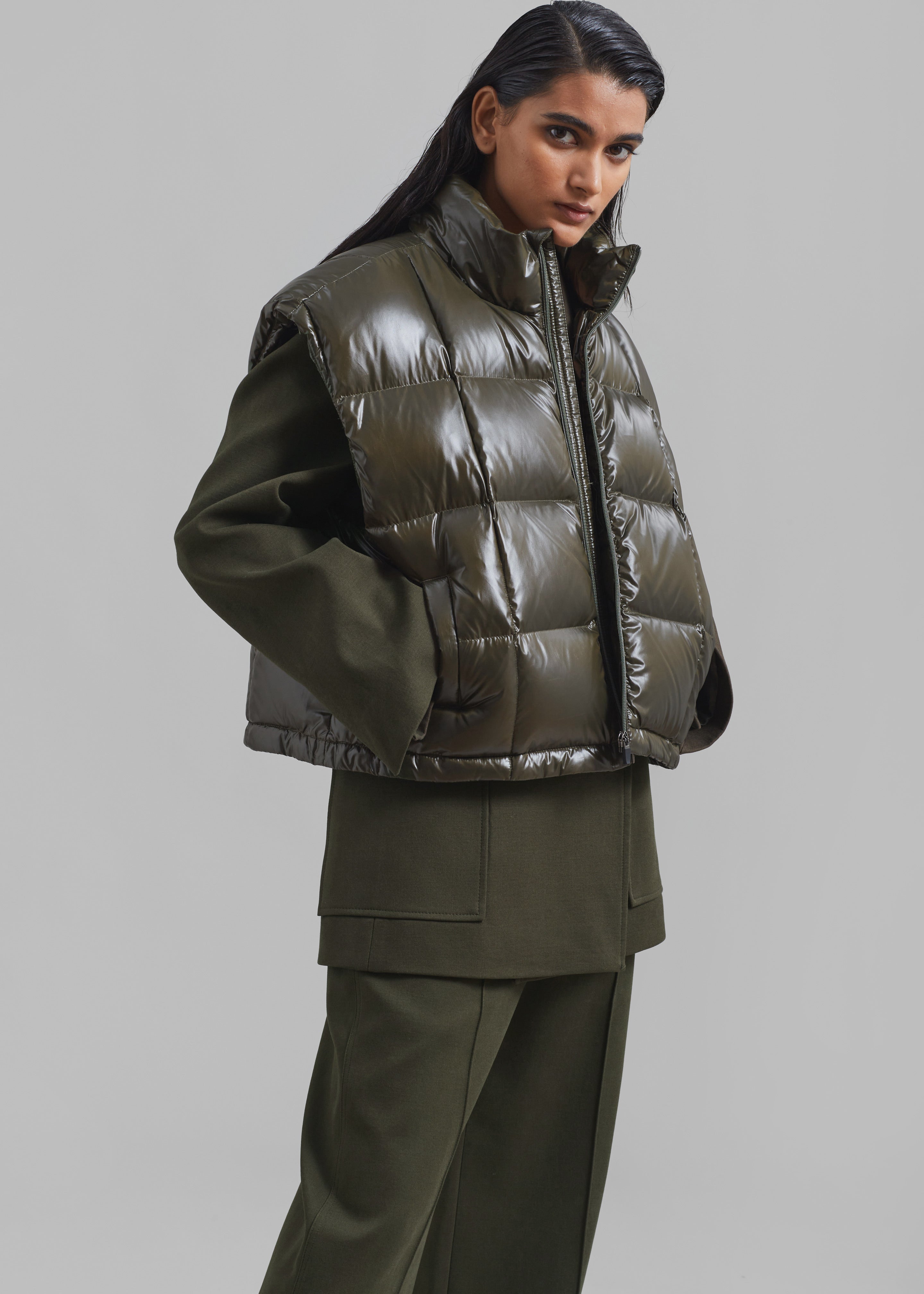 Naomi Puffer Vest - Olive - 7