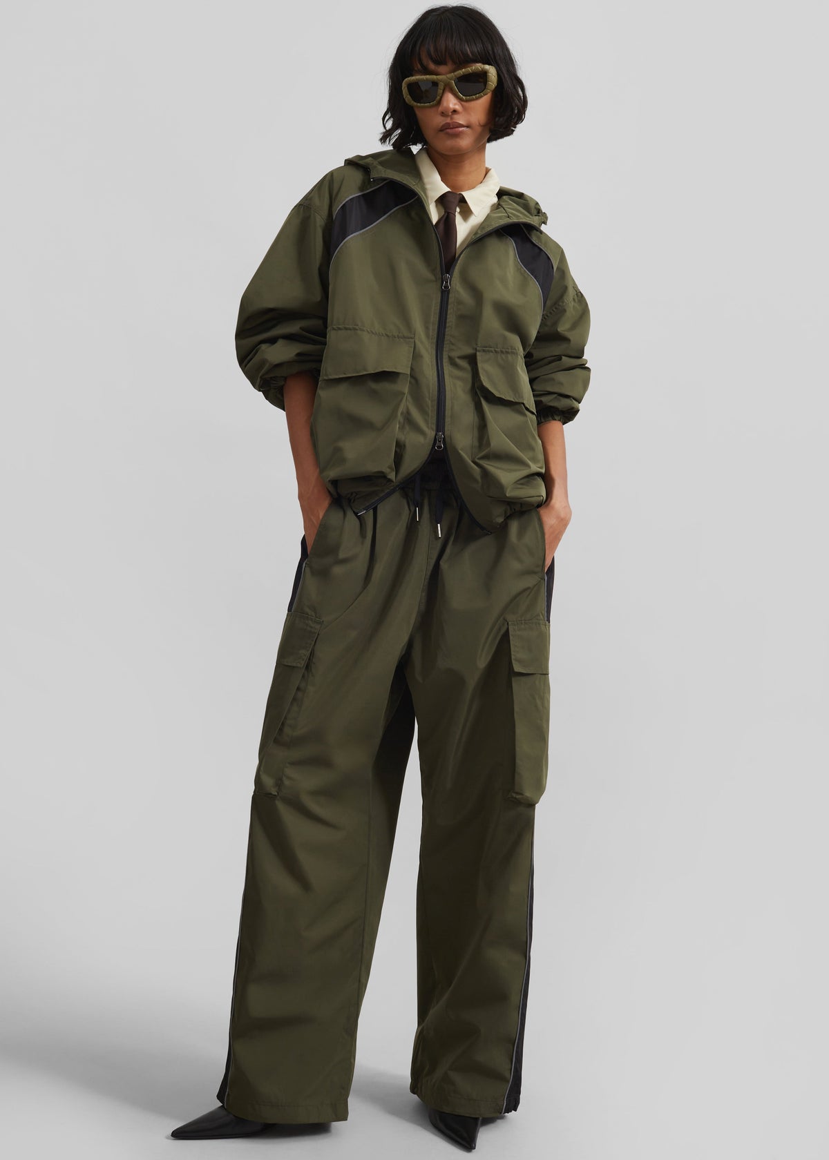 Navan Windbreaker Cargo Jacket - Khaki - 3