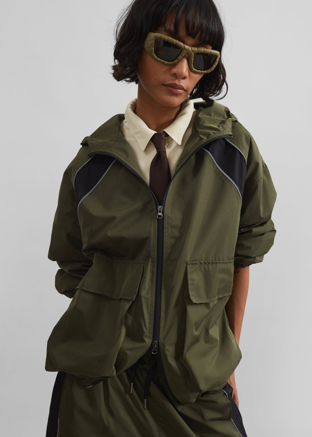 Navan Windbreaker Cargo Jacket - Khaki - 7