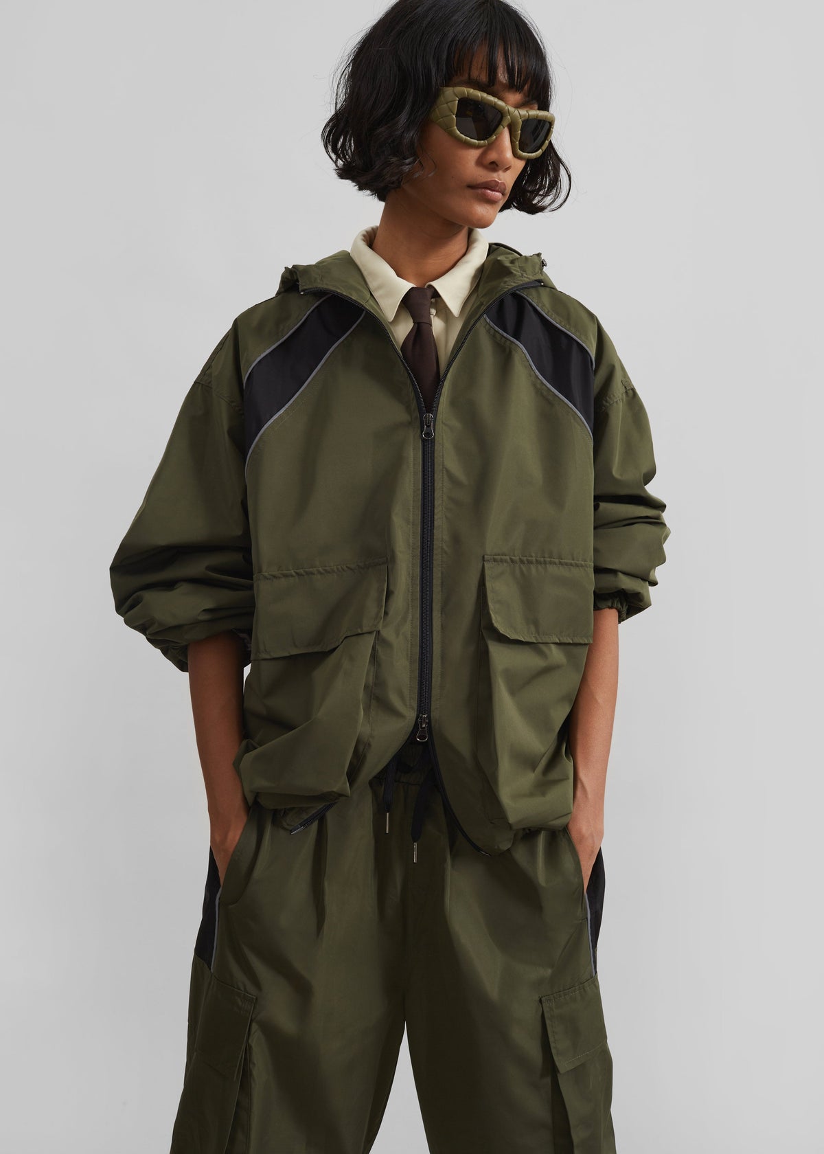 Navan Windbreaker Cargo Jacket - Khaki - 5