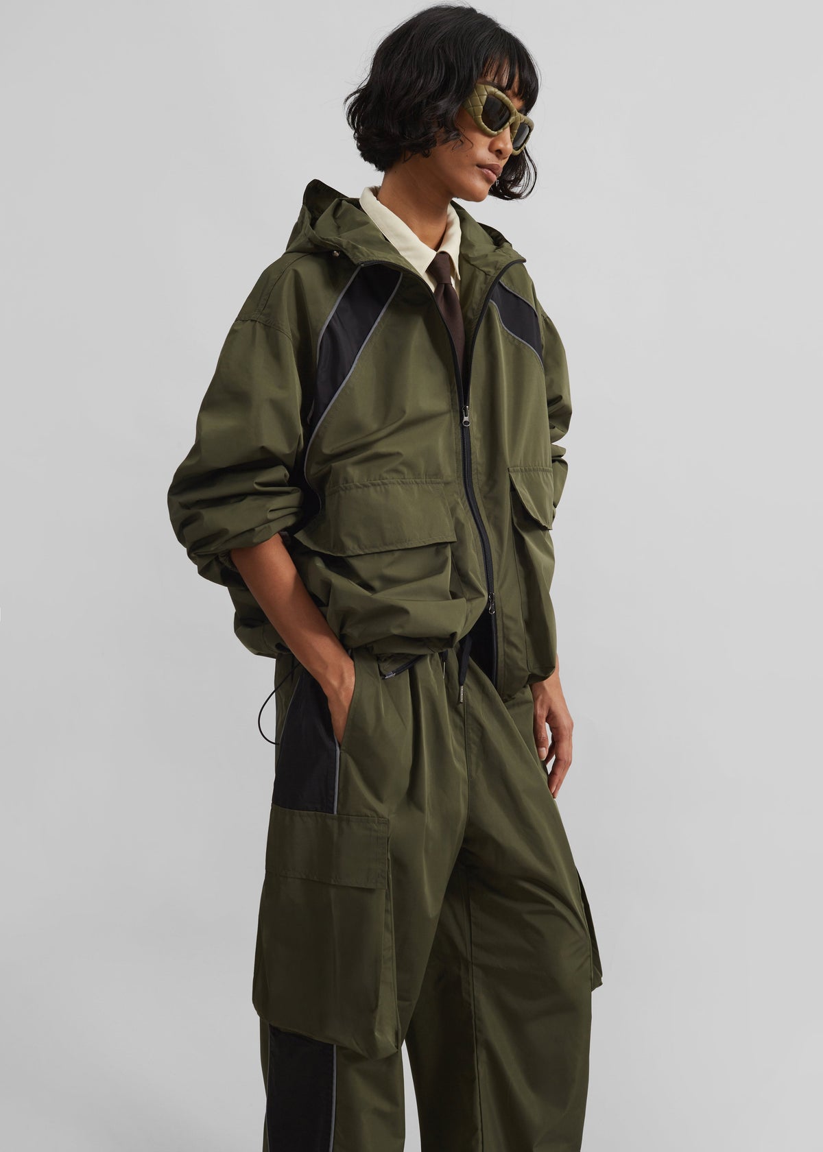 Navan Windbreaker Cargo Jacket - Khaki - 1