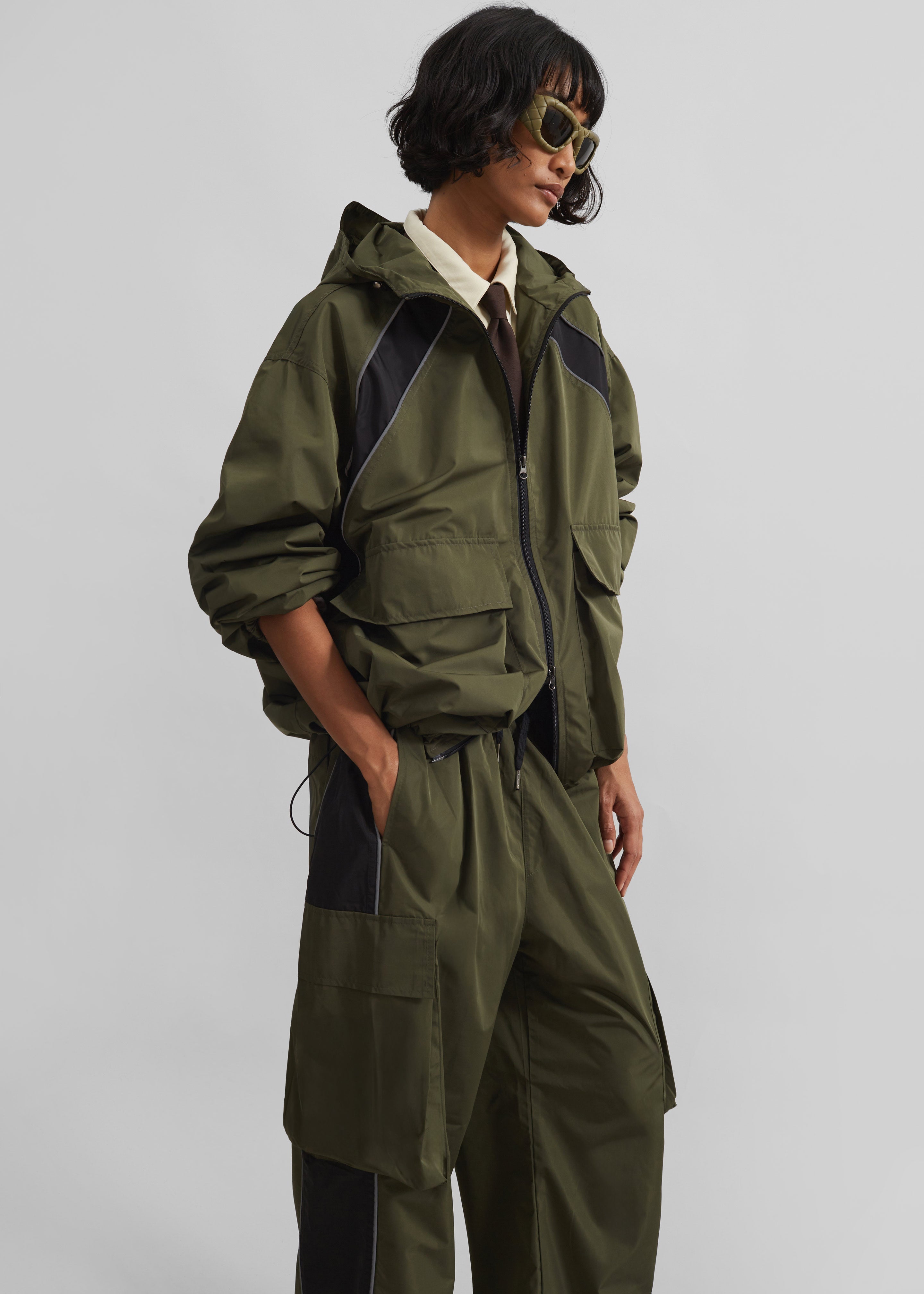 Navan Windbreaker Cargo Jacket - Khaki - 1