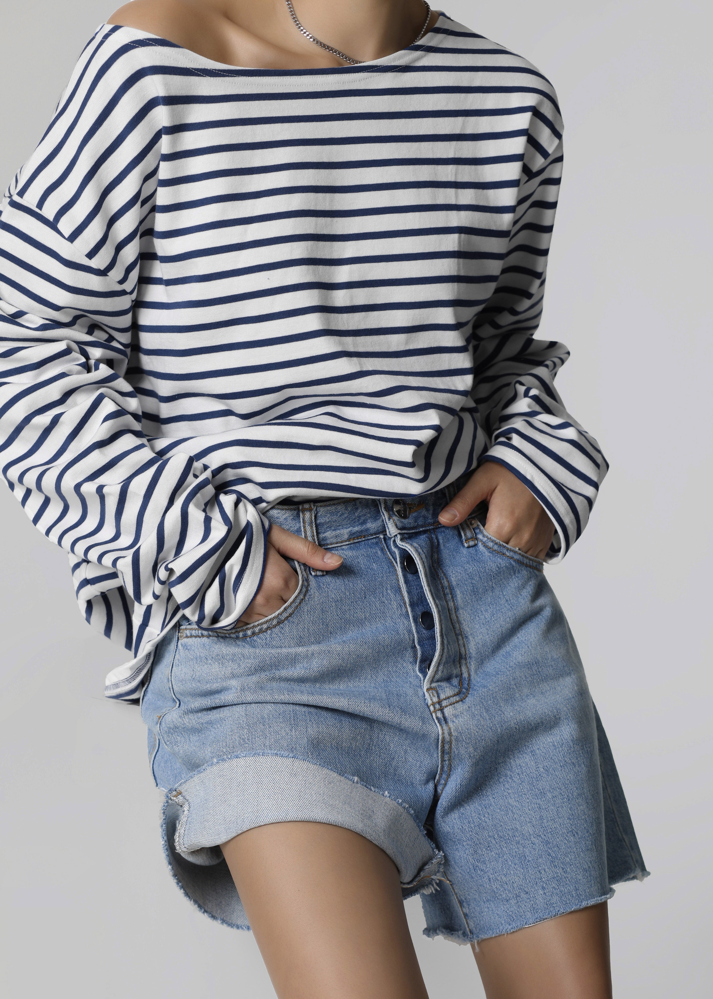 Neha Cropped Top - Navy Stripe - 6