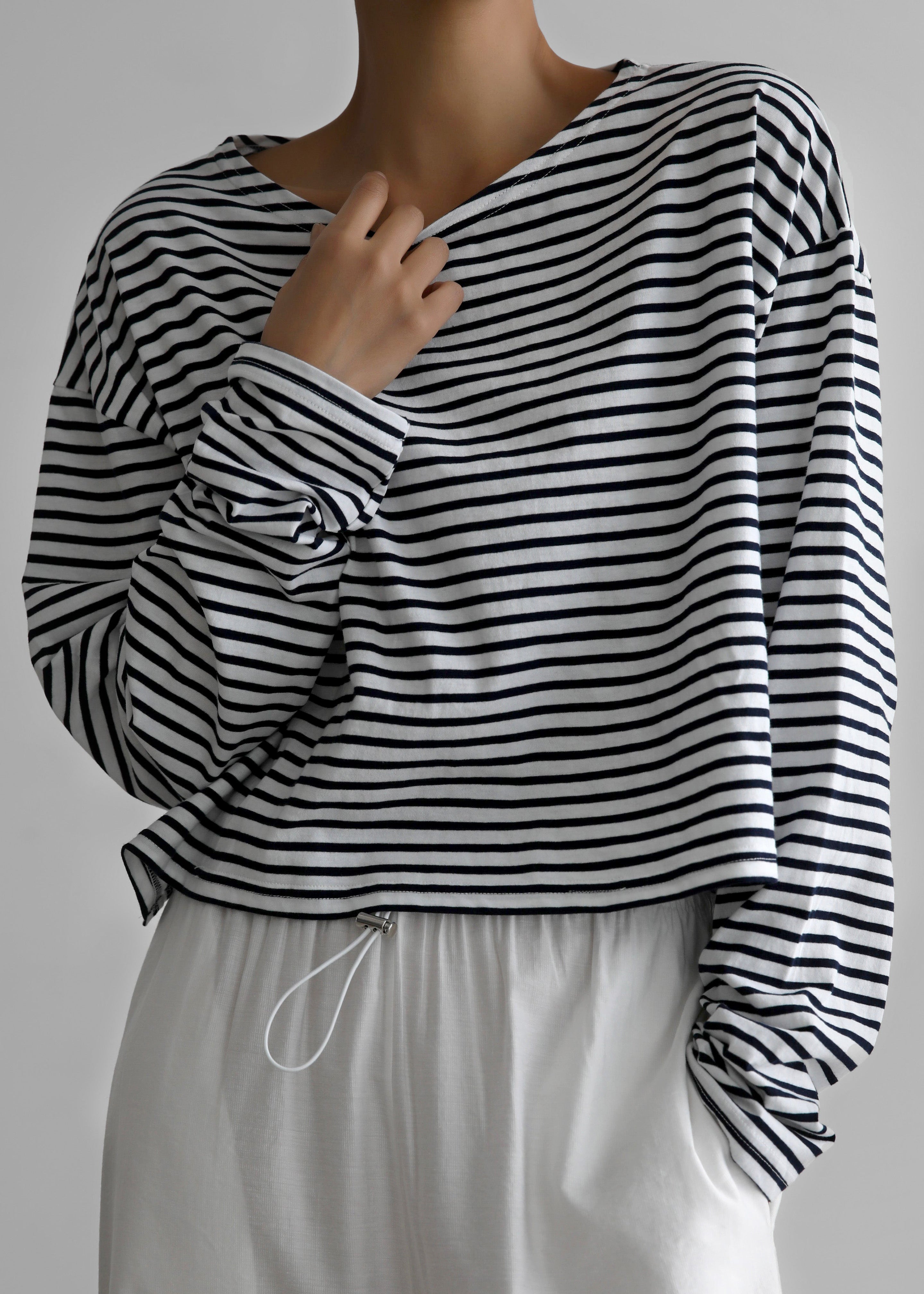 Neha Cropped Top - Navy Stripe - 5