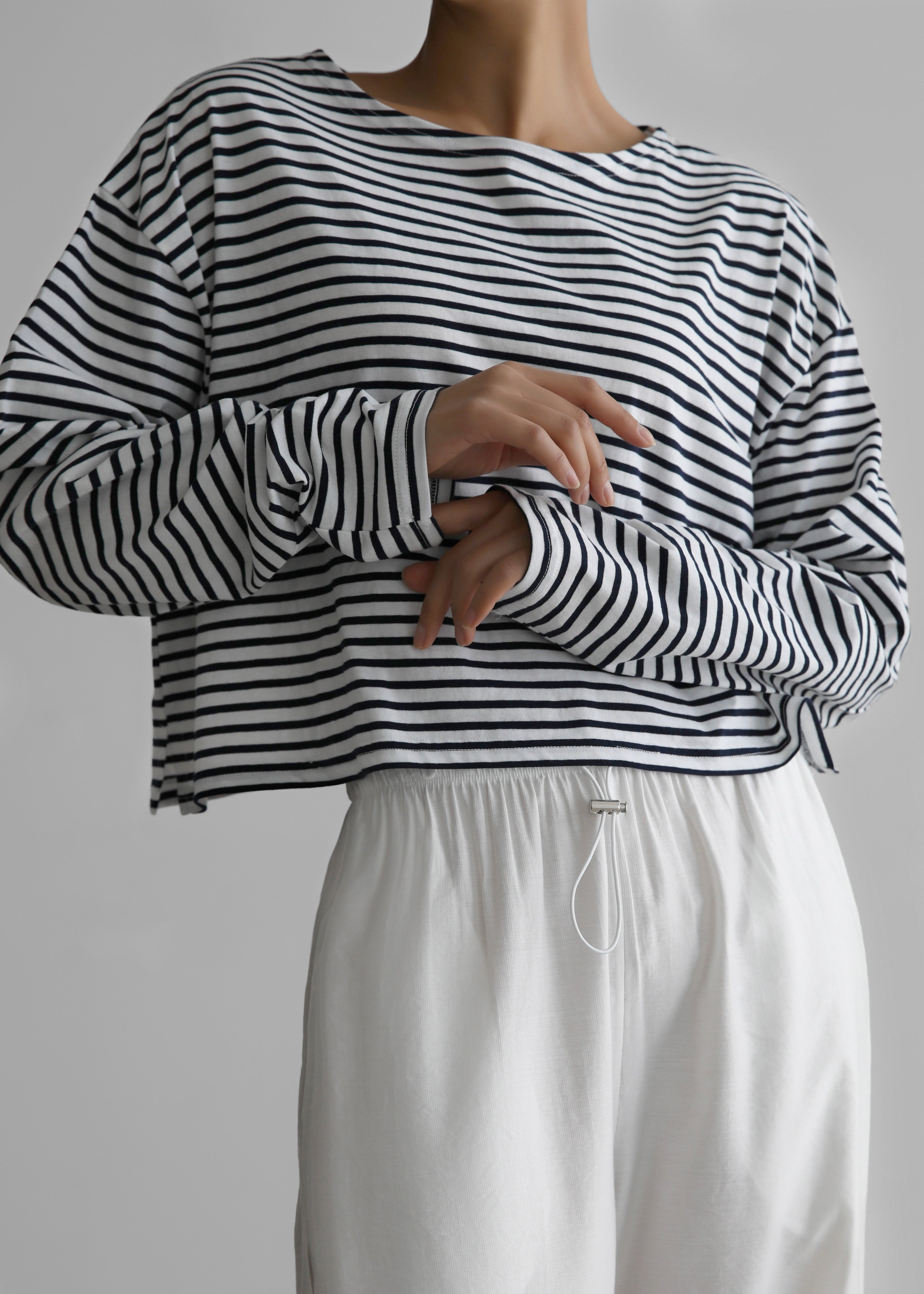 Neha Cropped Top - Navy Stripe - 3