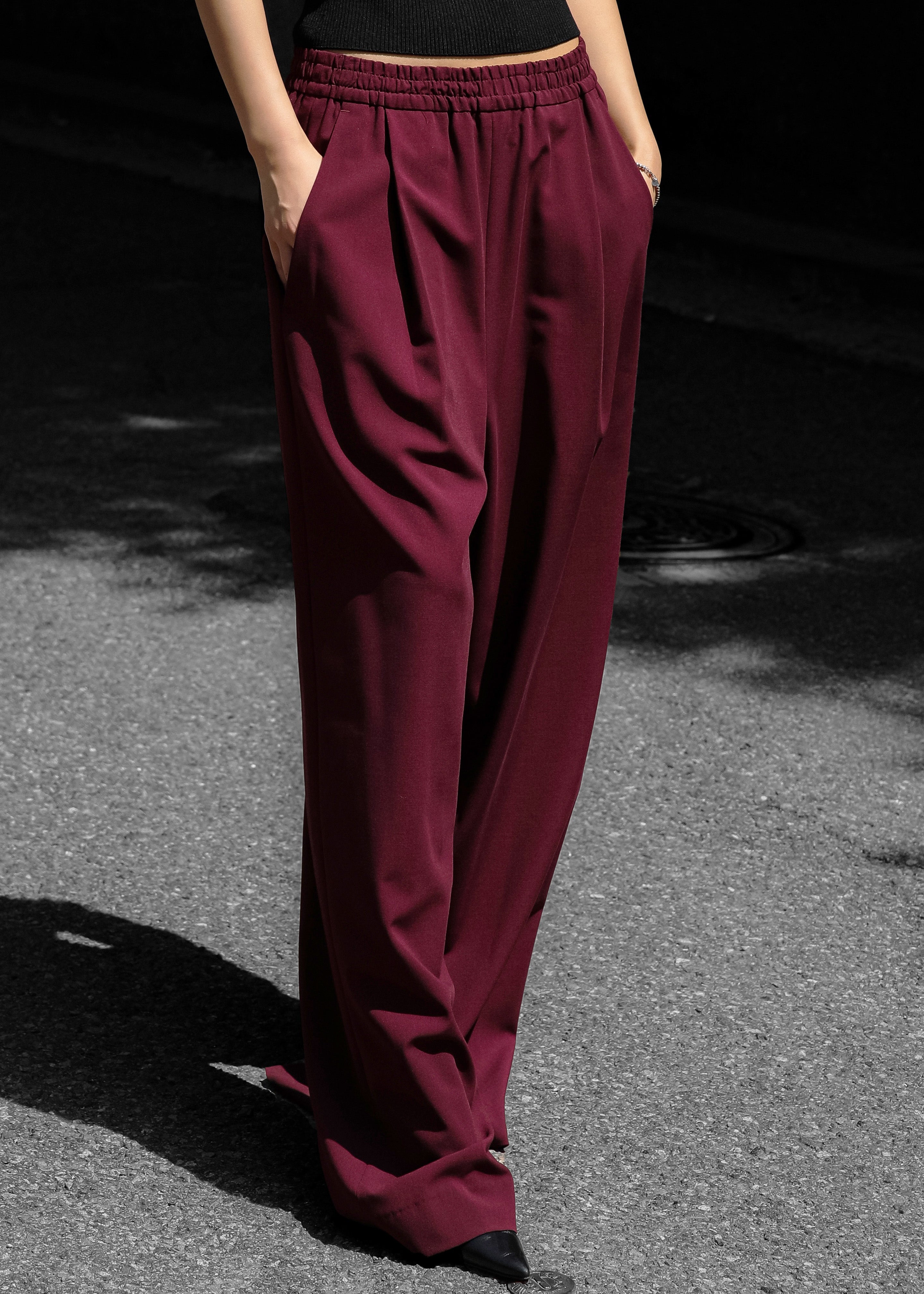 Neva Wide Trousers - Burgundy - 1