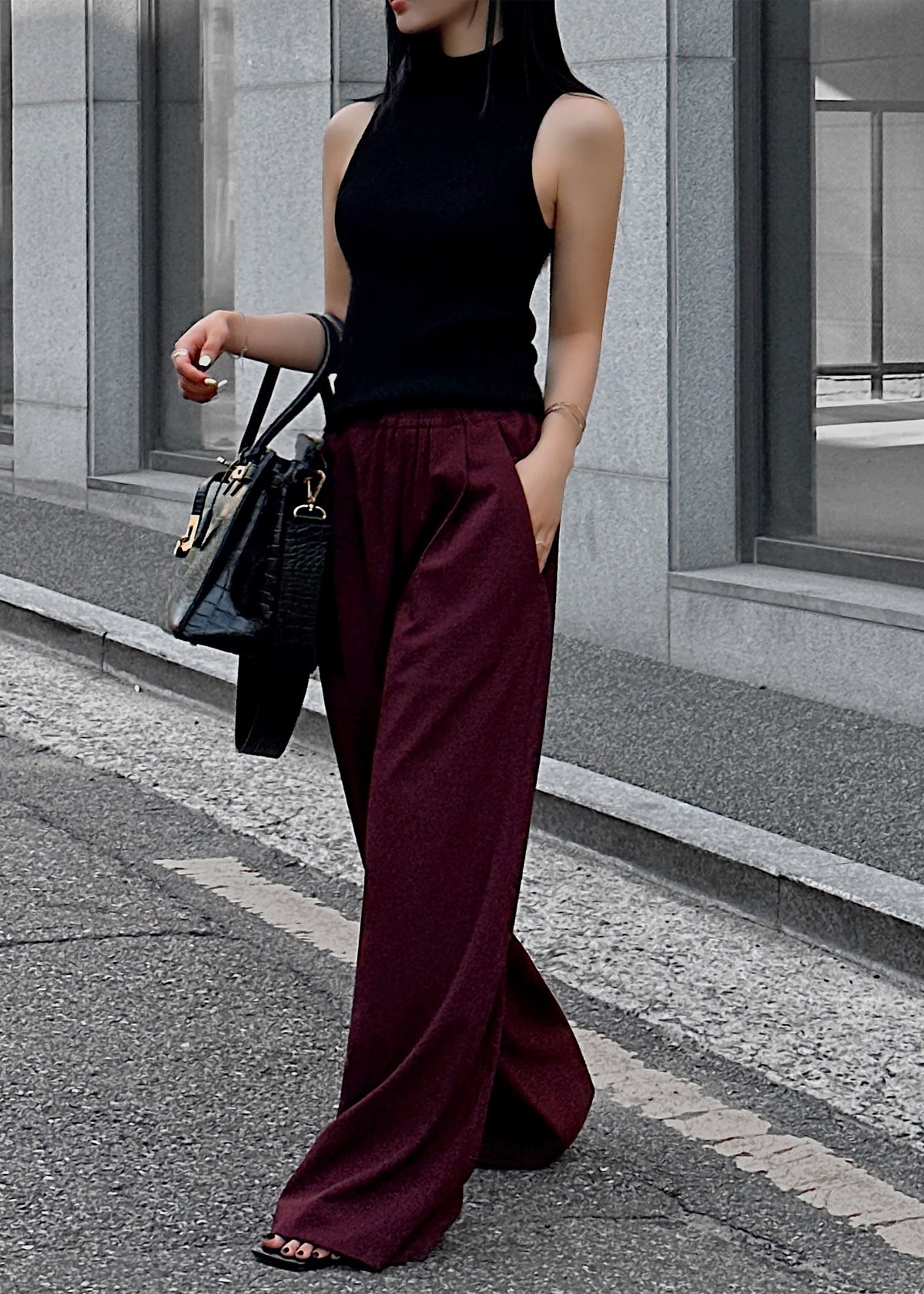 Neva Wide Trousers - Burgundy - 5