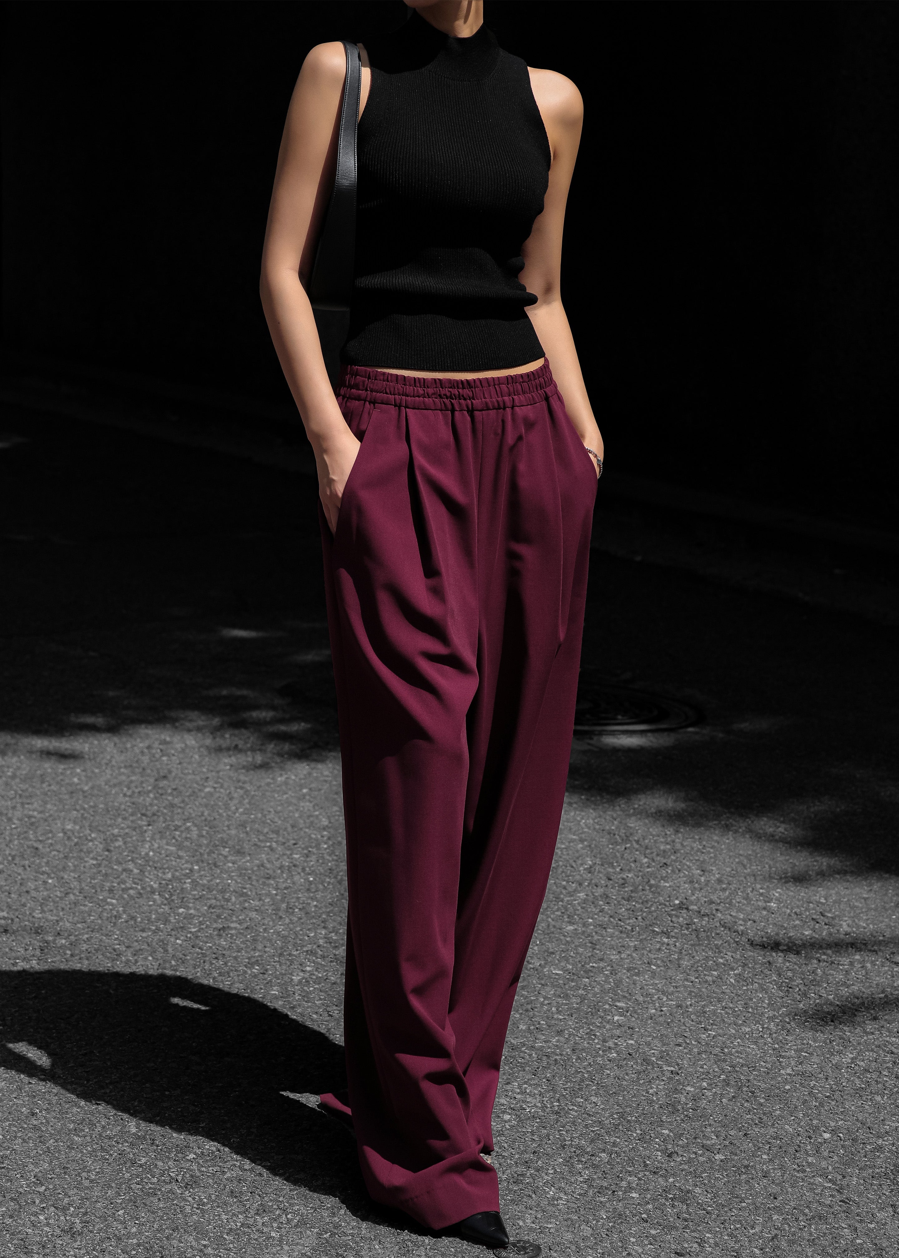 Neva Wide Trousers - Burgundy - 3