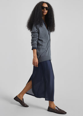 Nevoy Sheer Midi Skirt - Navy