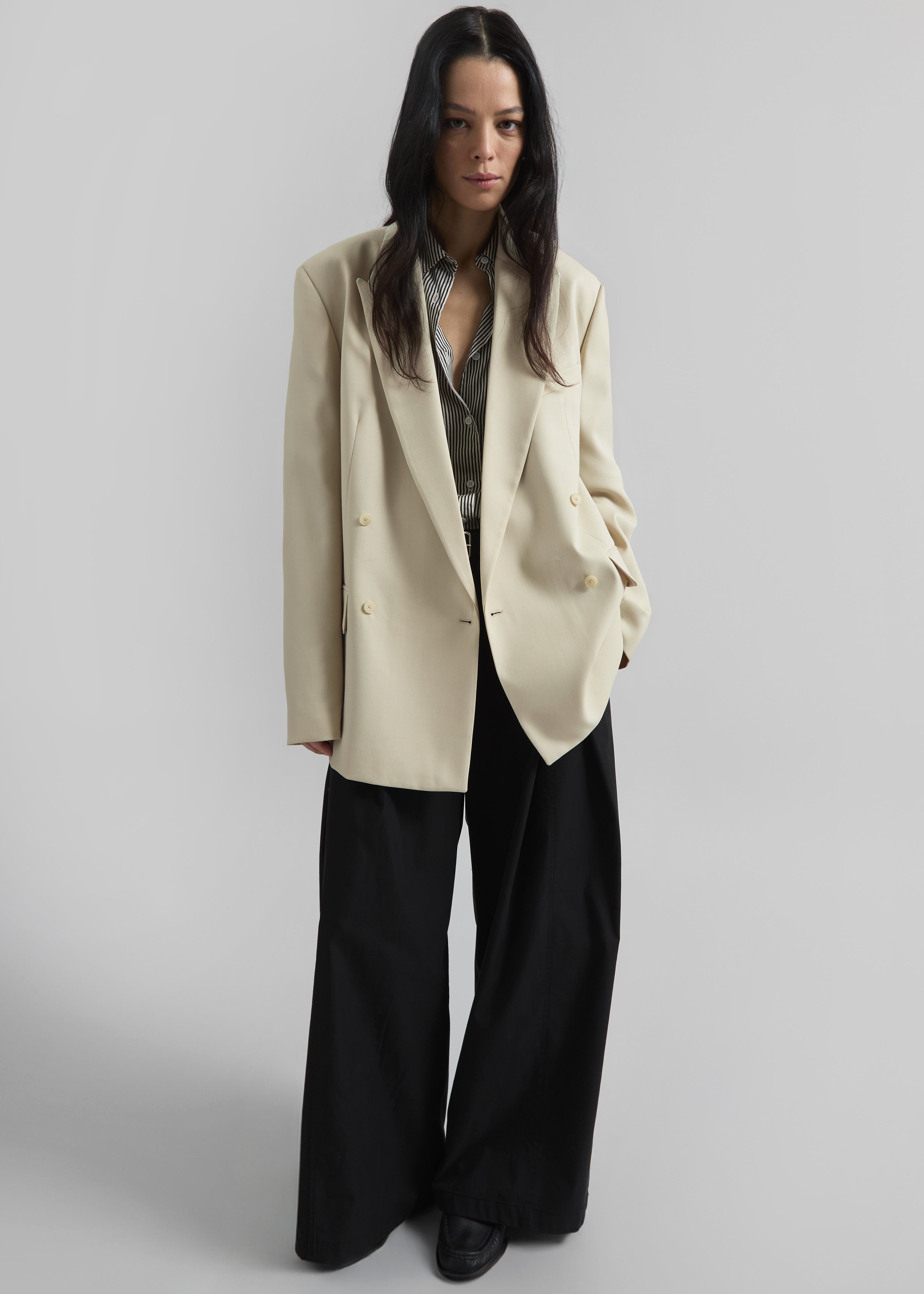 Newark Double Breasted Blazer - Cement - 1