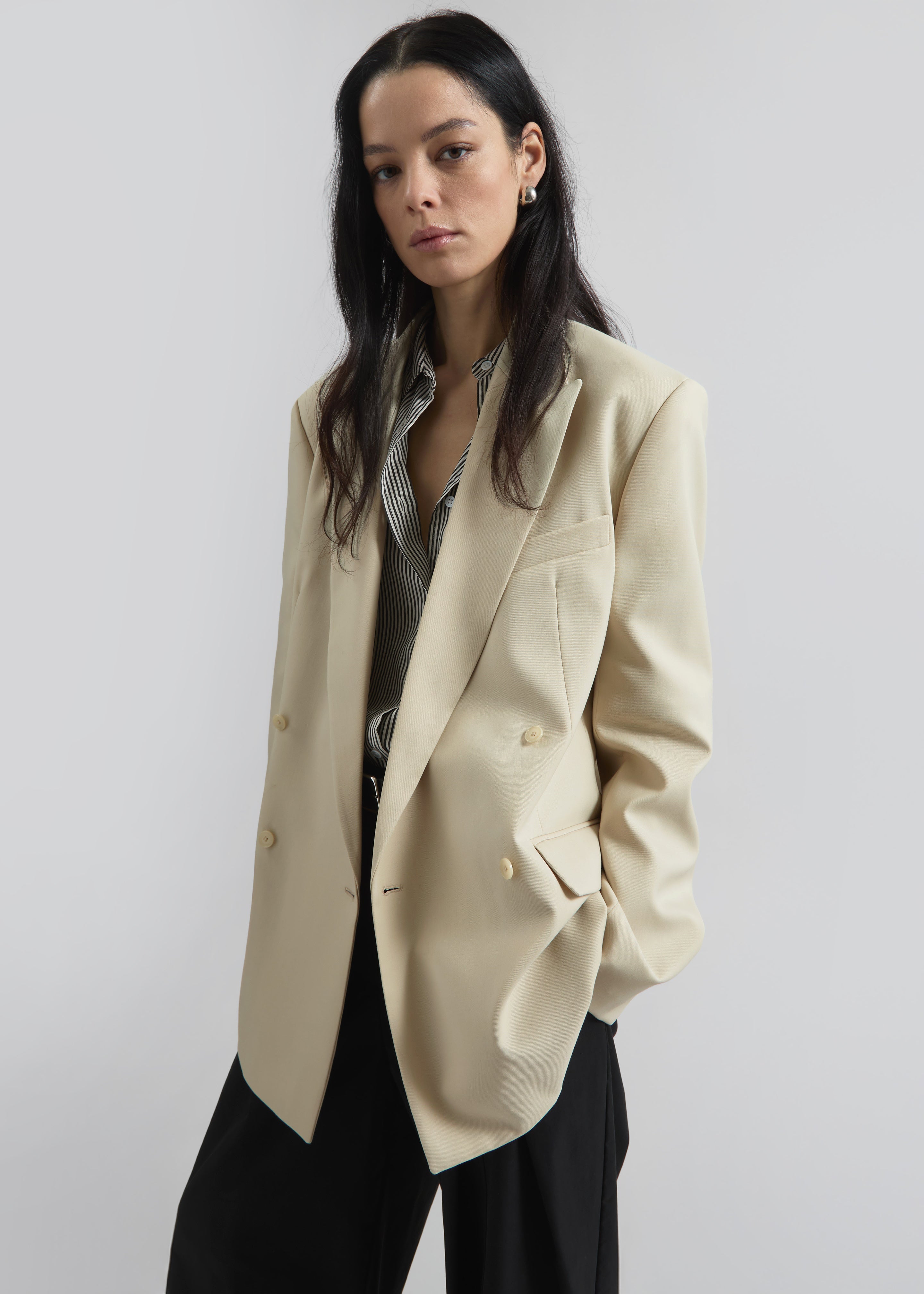 Newark Double Breasted Blazer - Cement - 5