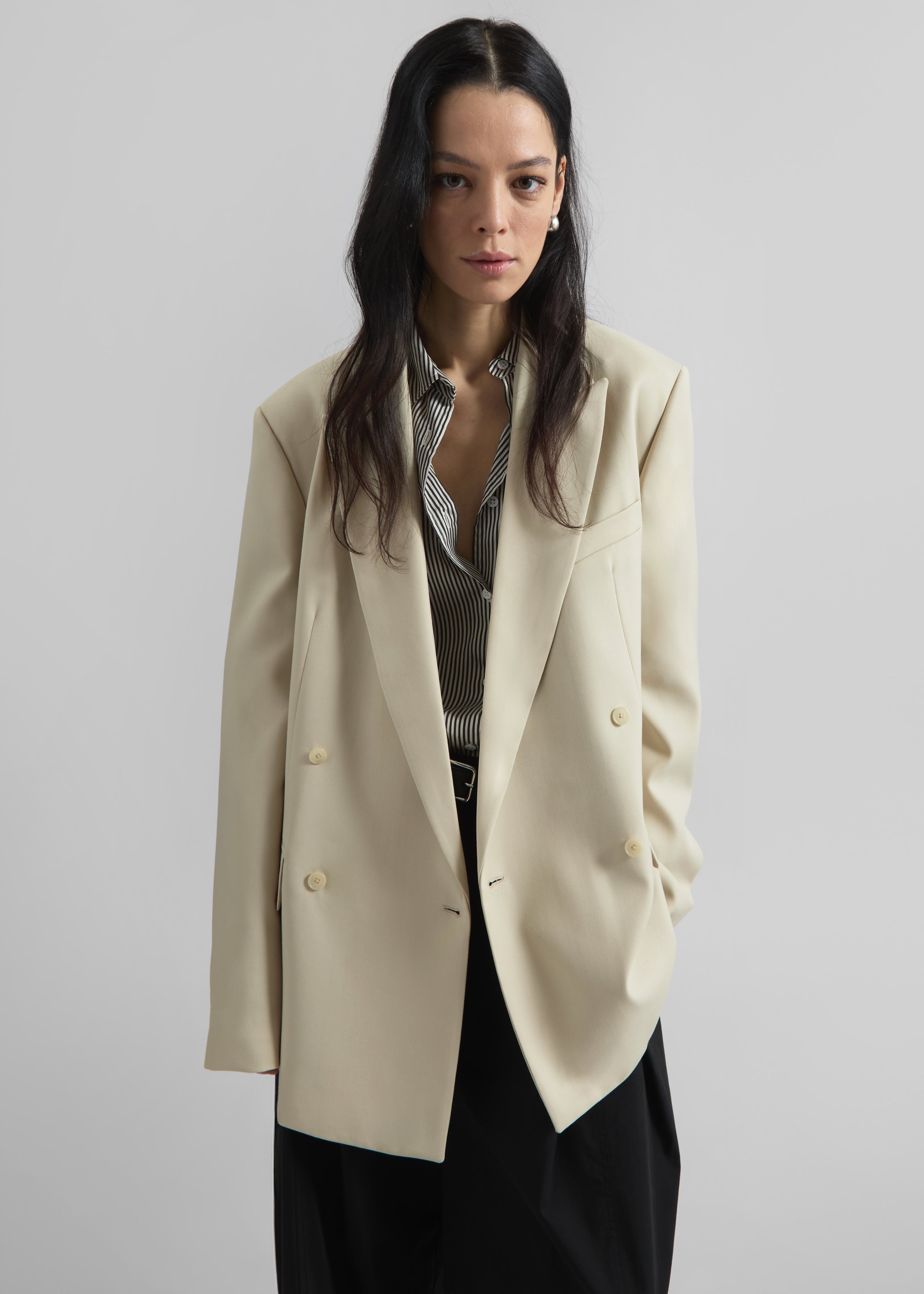 Newark Double Breasted Blazer - Cement - 7