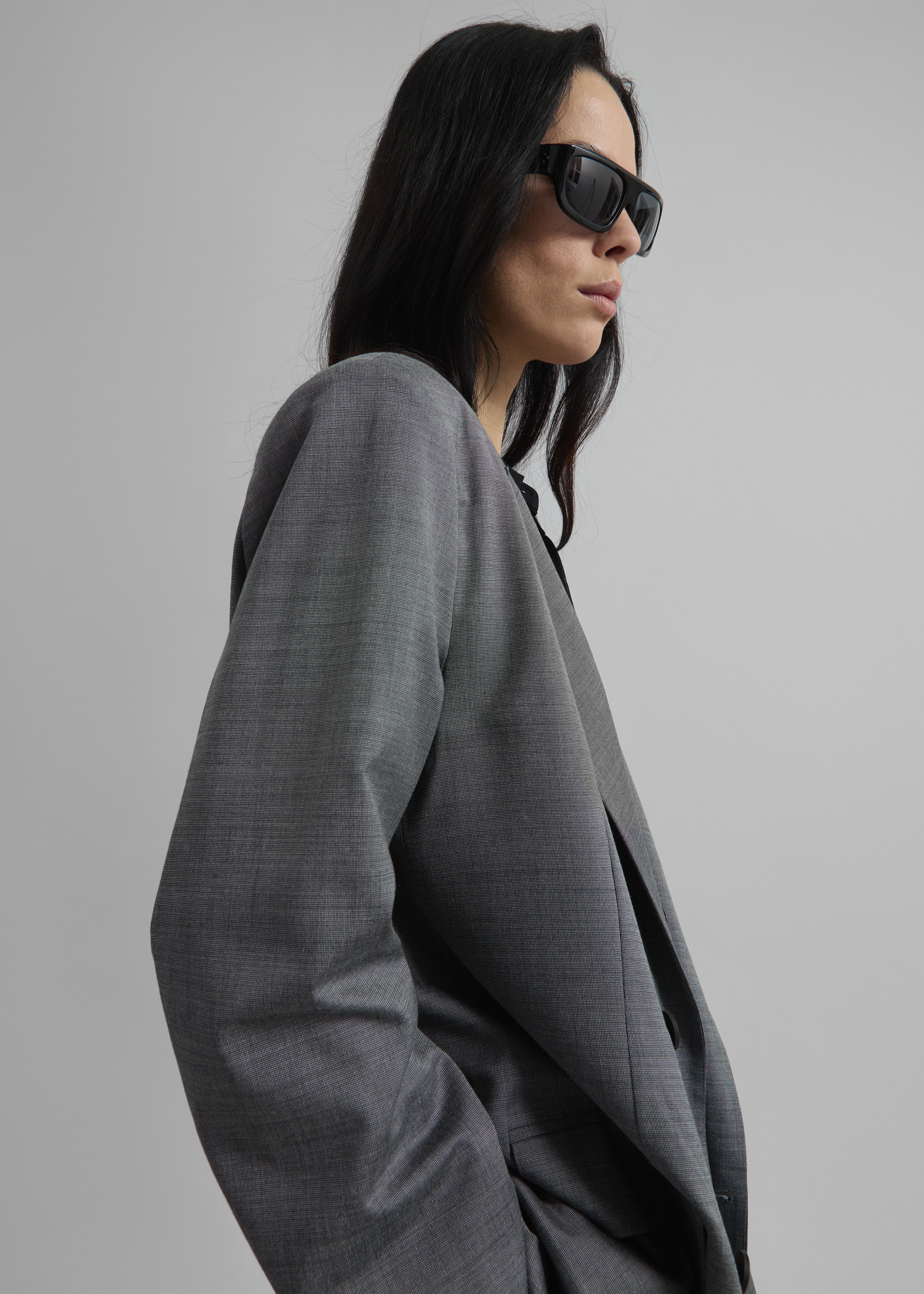 Newark Double Breasted Blazer - Grey Melange - 5