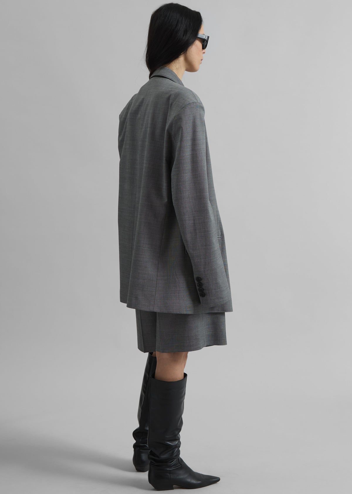Newark Double Breasted Blazer - Grey Melange - 6