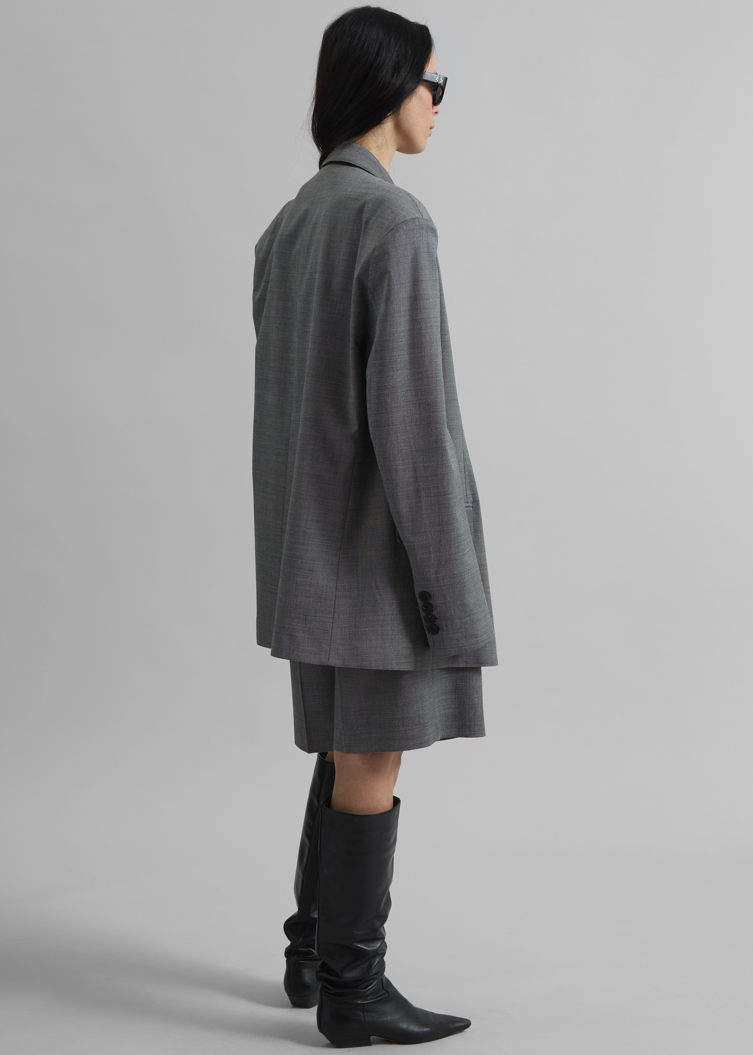Newark Double Breasted Blazer - Grey Melange - 6