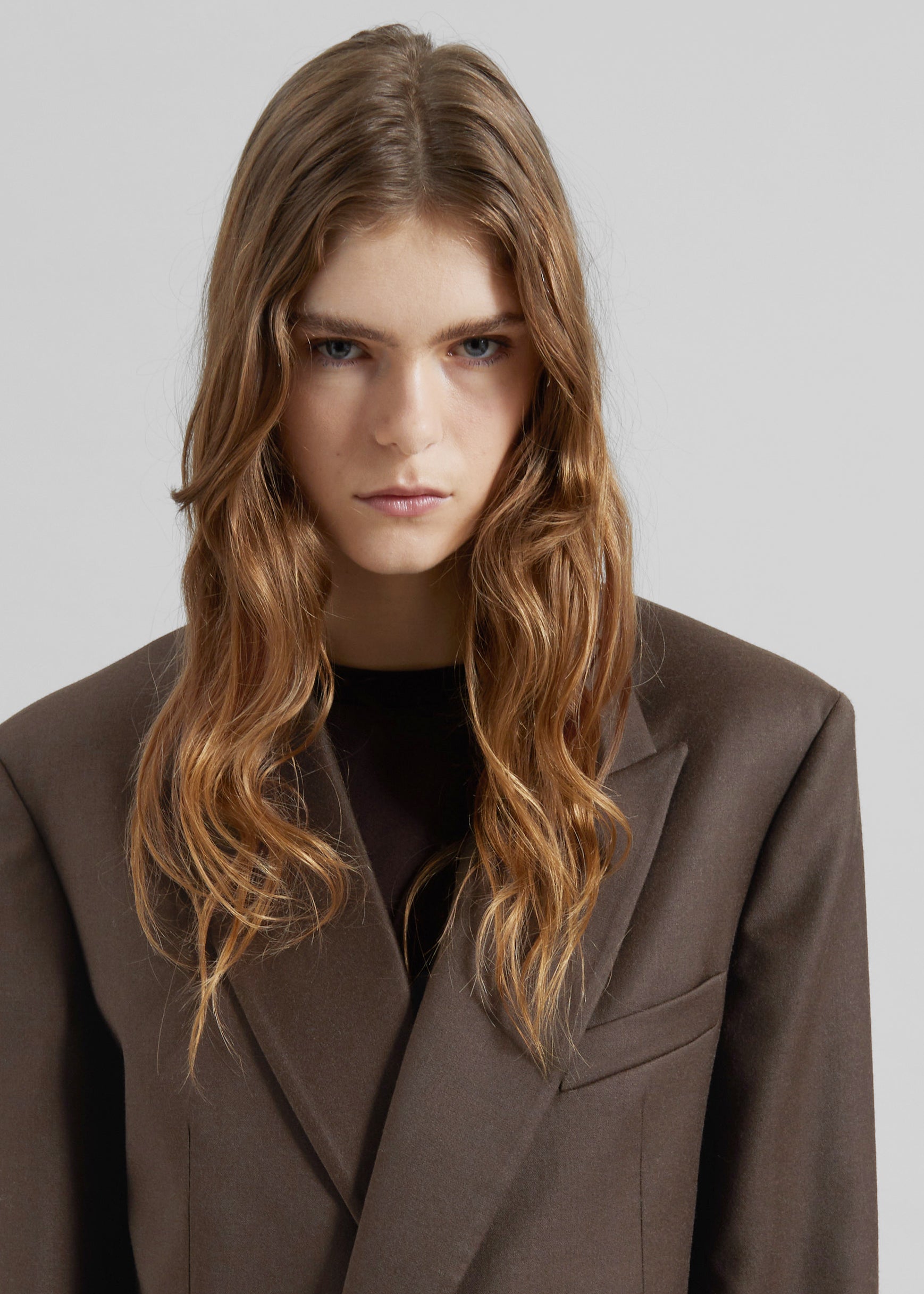 Newark Flannel Double Breasted Blazer - Mocha - 8