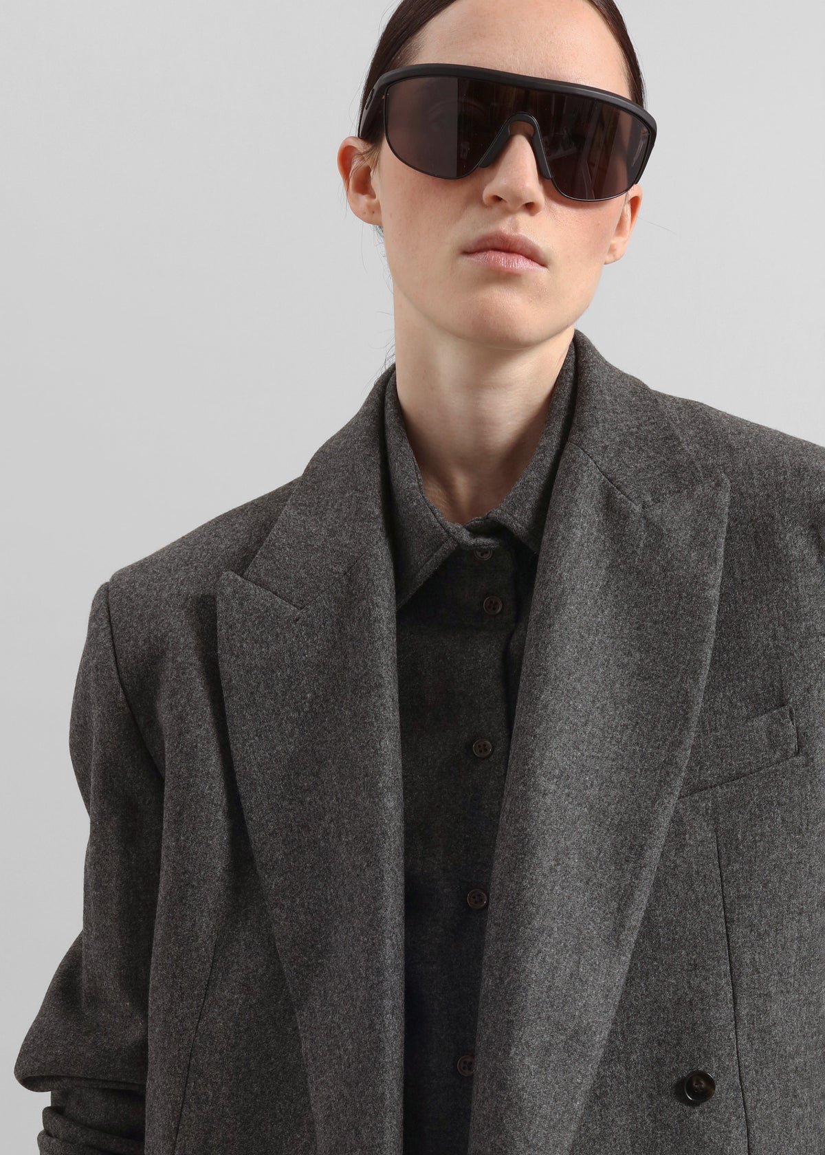 Newark Flannel Double Breasted Blazer - Grey Melange - 4