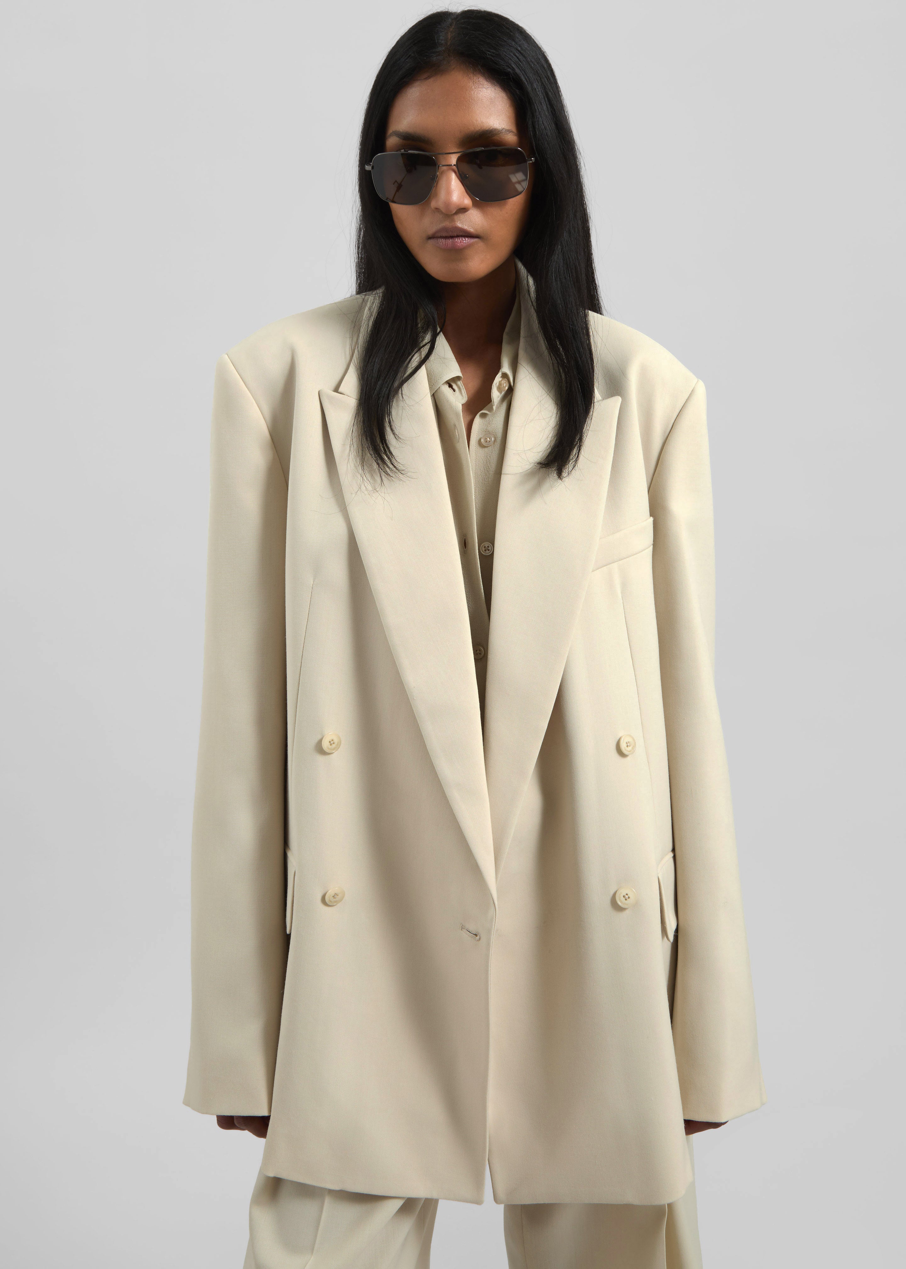 Newark Double Breasted Blazer - Cement - 8