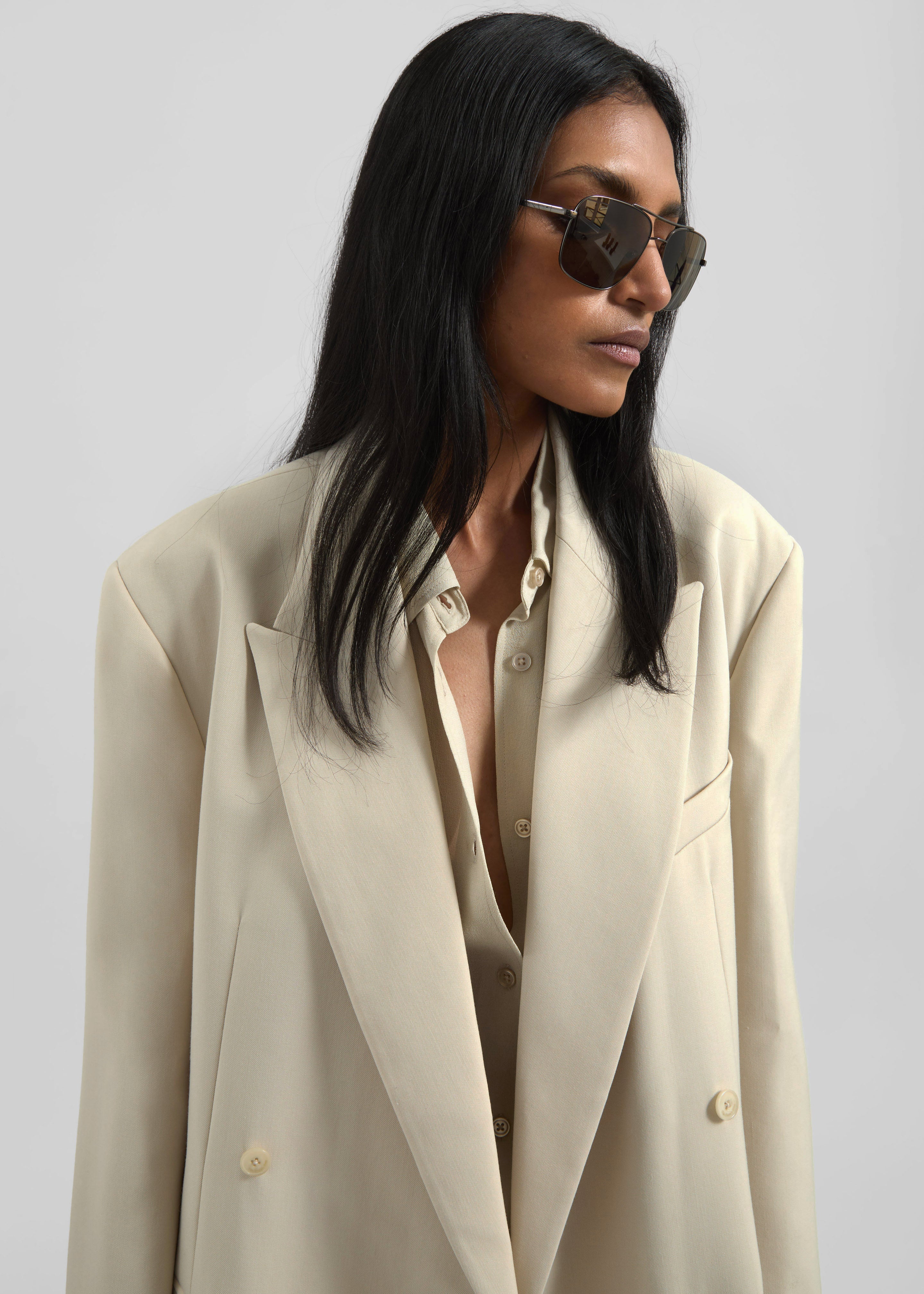 Newark Double Breasted Blazer - Cement - 4
