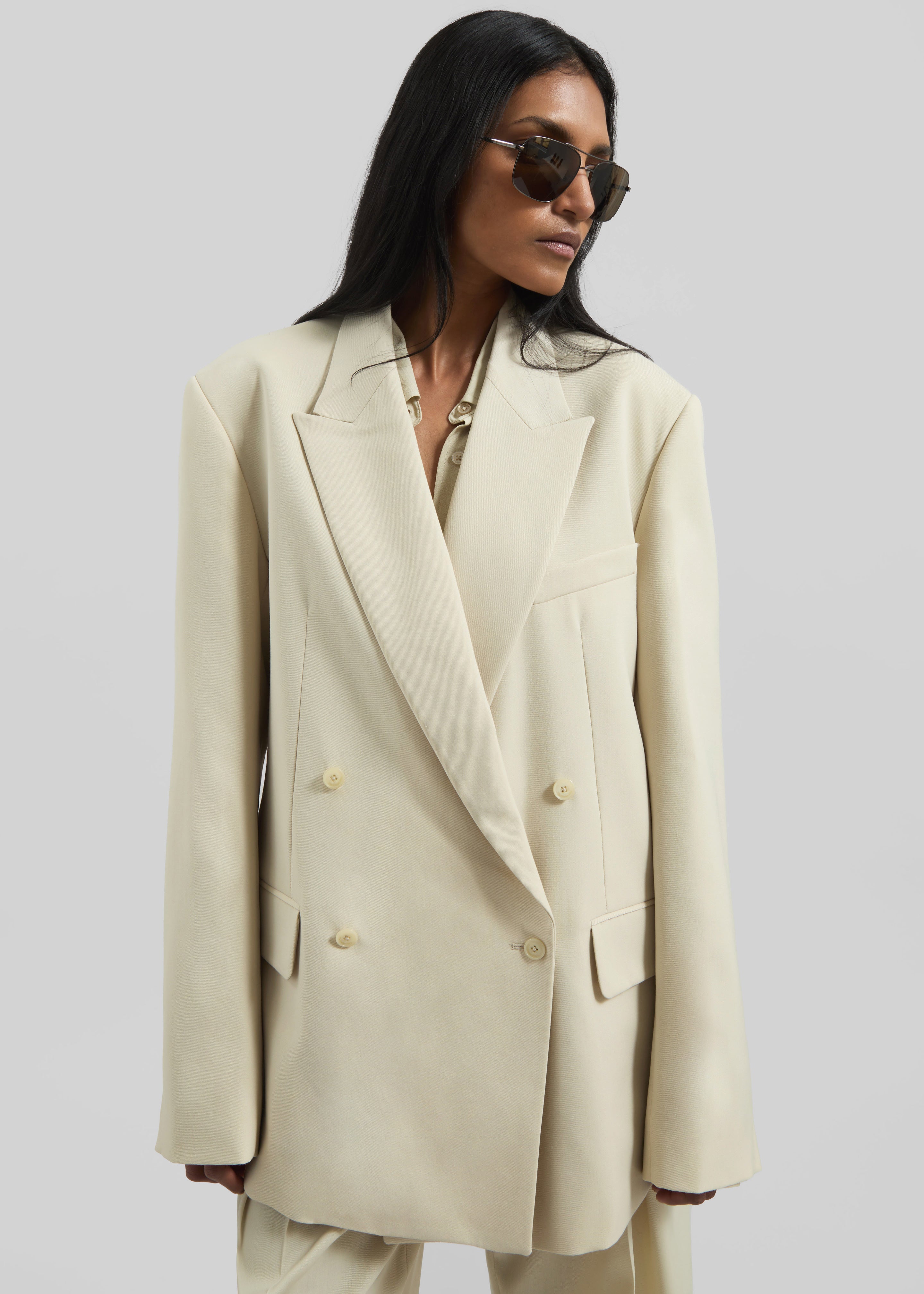 Newark Double Breasted Blazer - Cement - 9