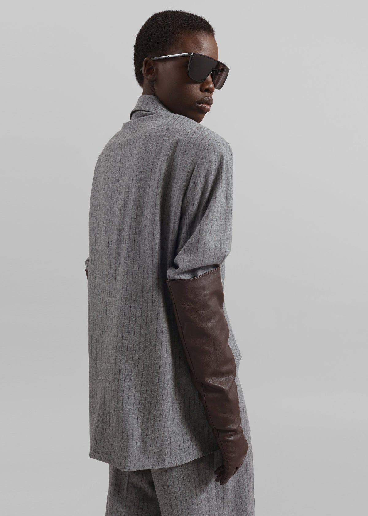 Newark Pinstripe Double Breasted Blazer - Grey/Brown - 7
