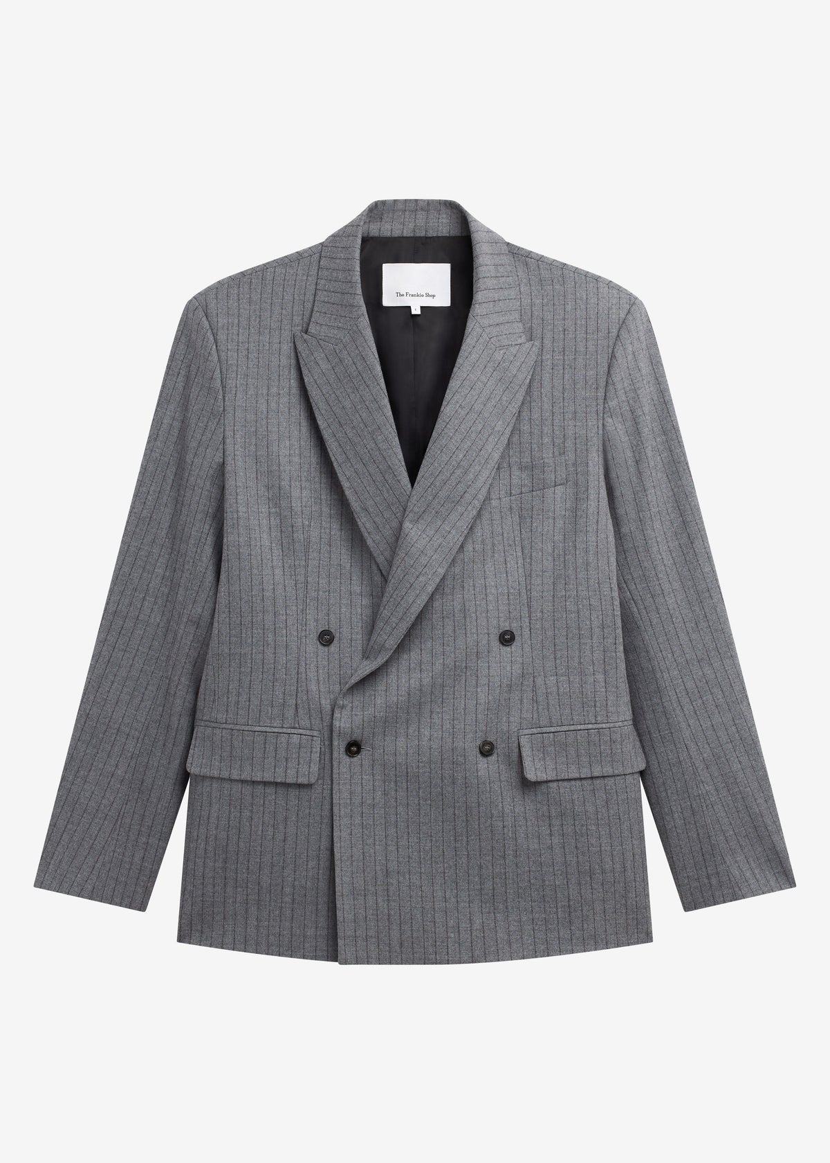 Newark Pinstripe Double Breasted Blazer - Grey/Brown - 8