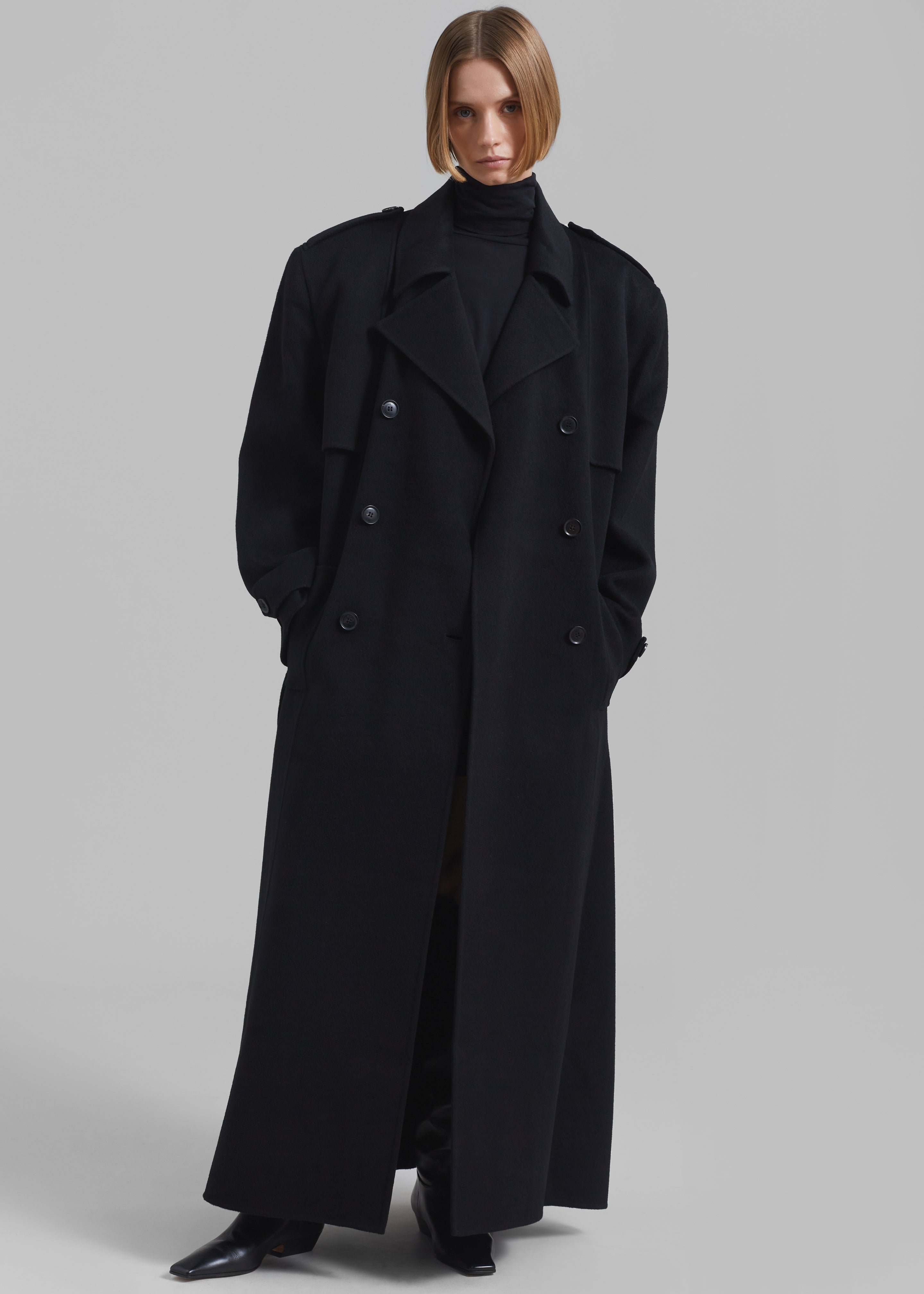Nikola Padded Trench Coat - Black - 4