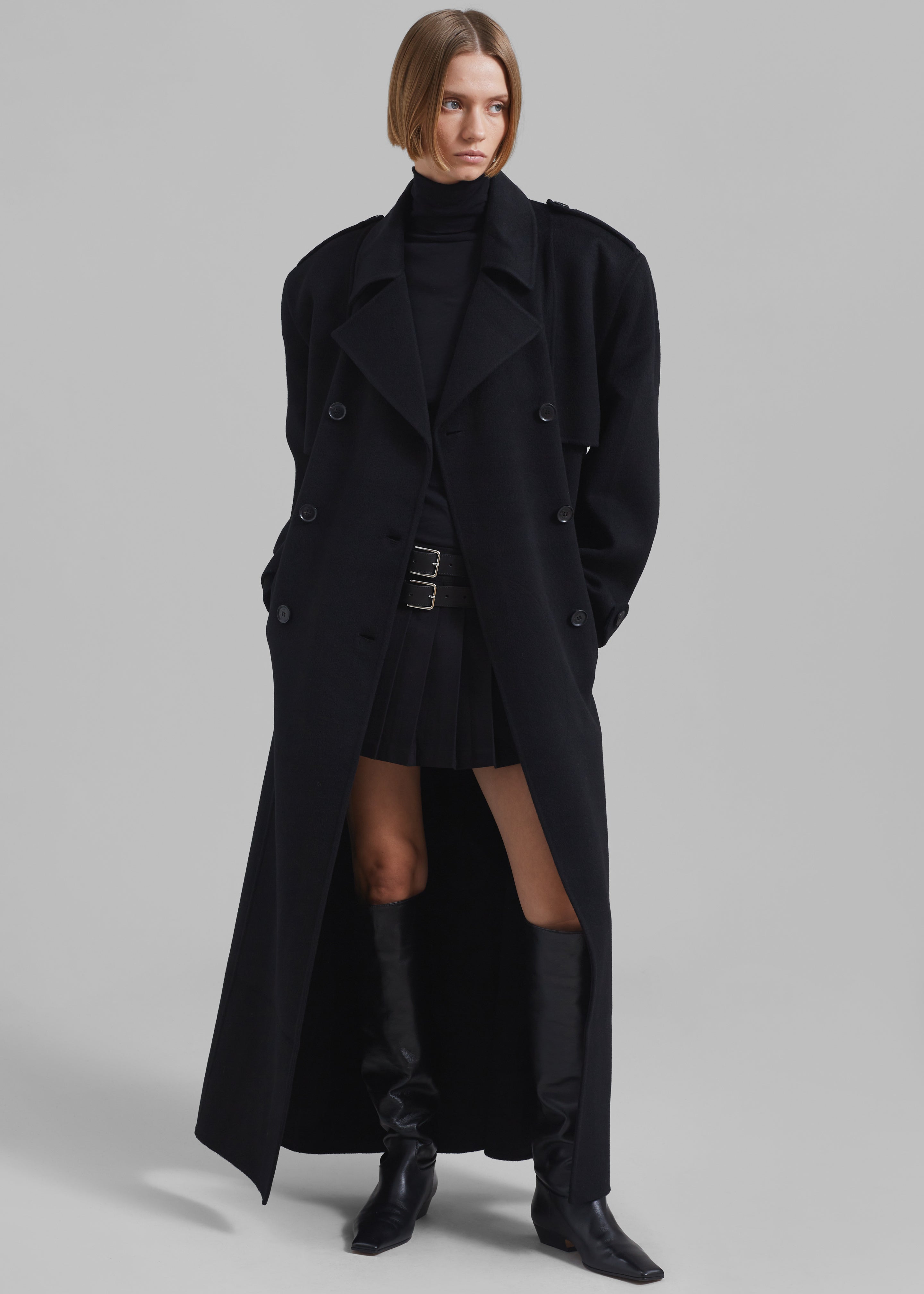 Nikola Padded Trench Coat - Black - 1