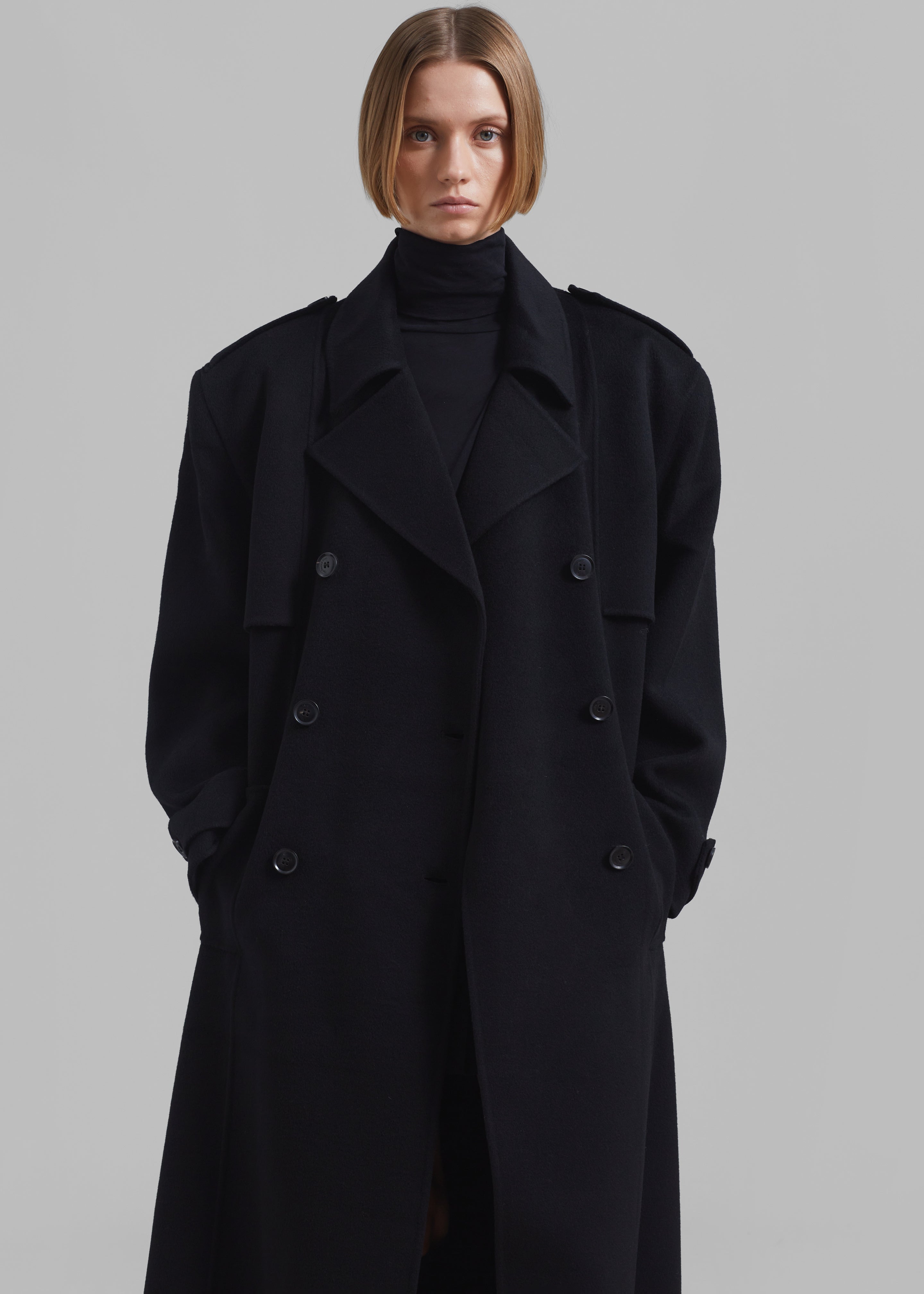Nikola Padded Trench Coat - Black - 7